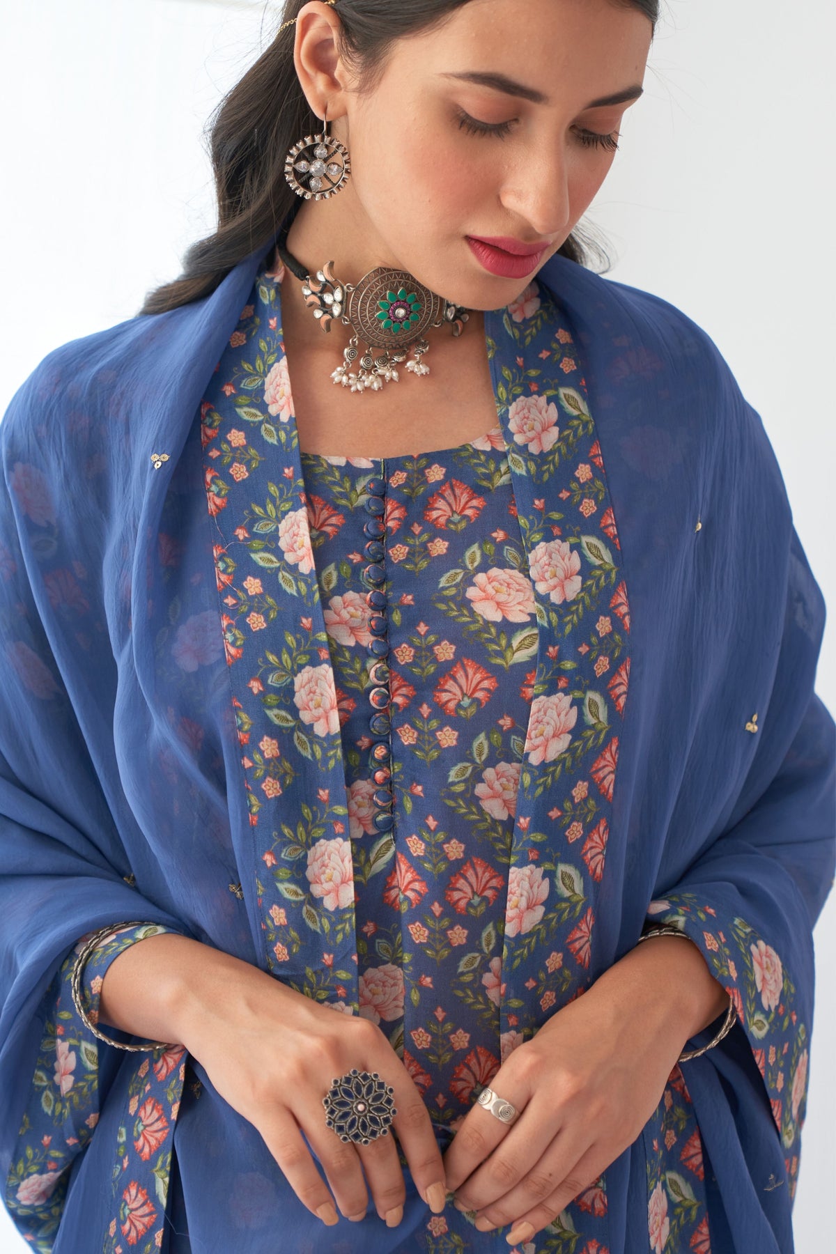 Blue Peony Sharara Set