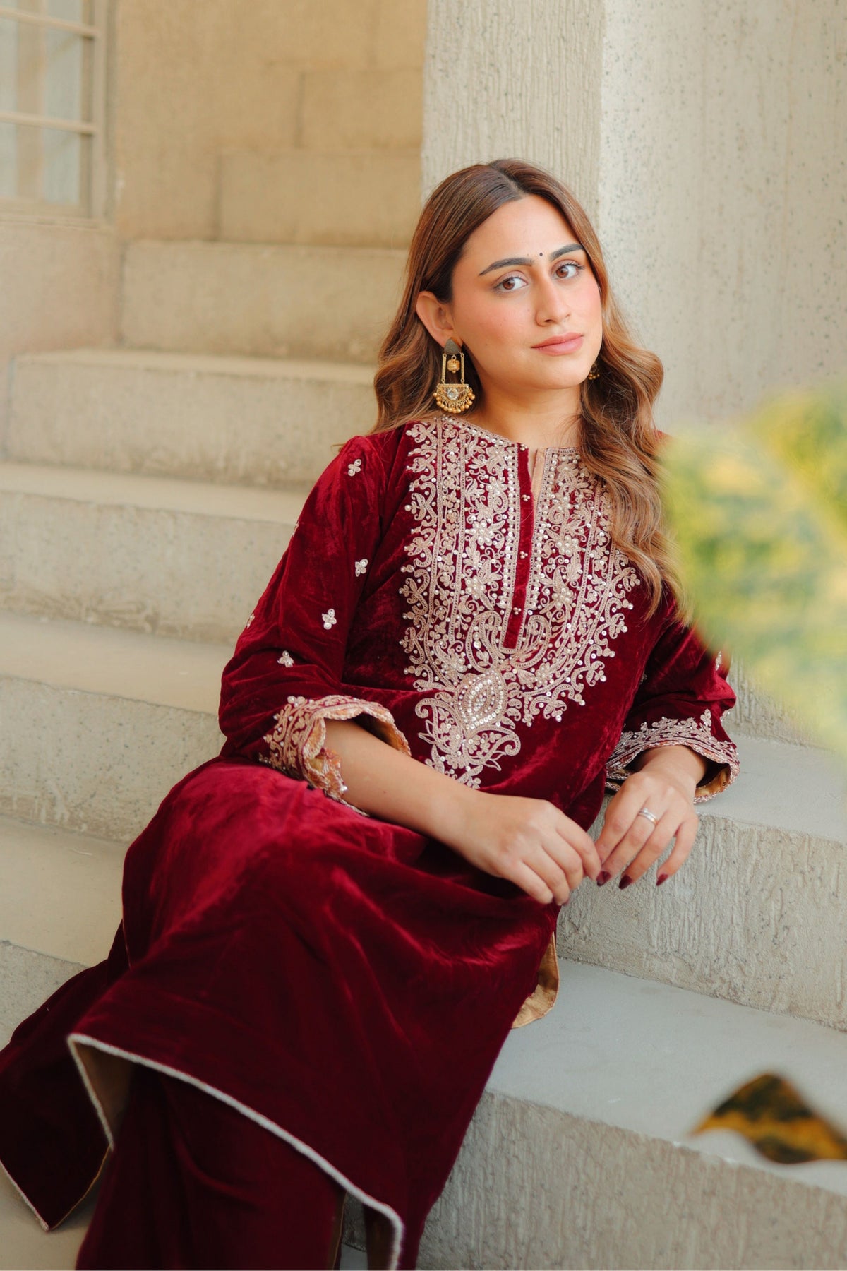 Naima Short Maroon Kurta Set