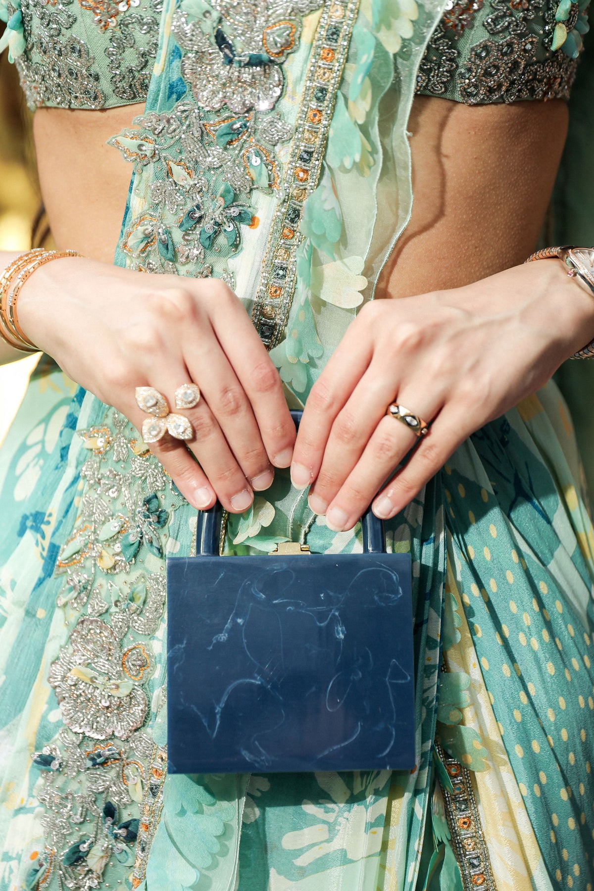 Mint Green Predraped Saree Set