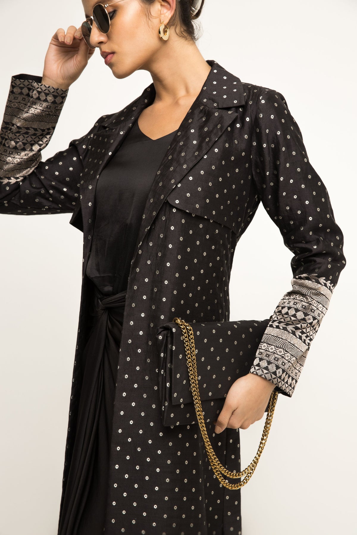 Alaya Trench Jacket With Black Dress