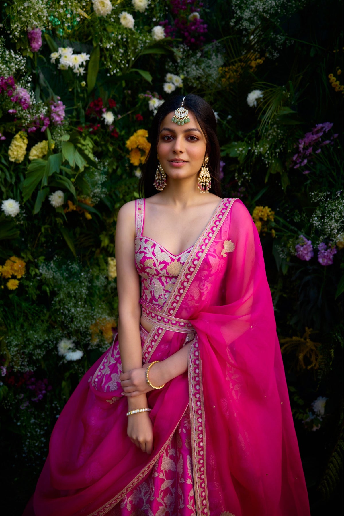 Embroidered Fuschia Pink Lehenga Set