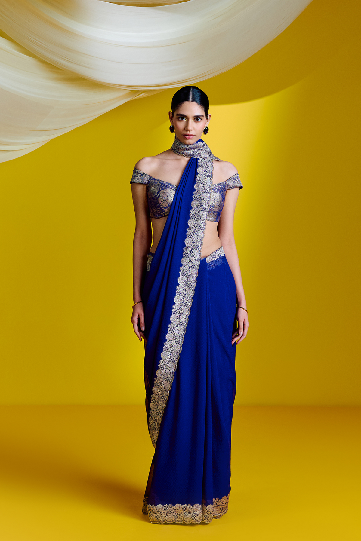 Blue Georgette Handwoven Saree