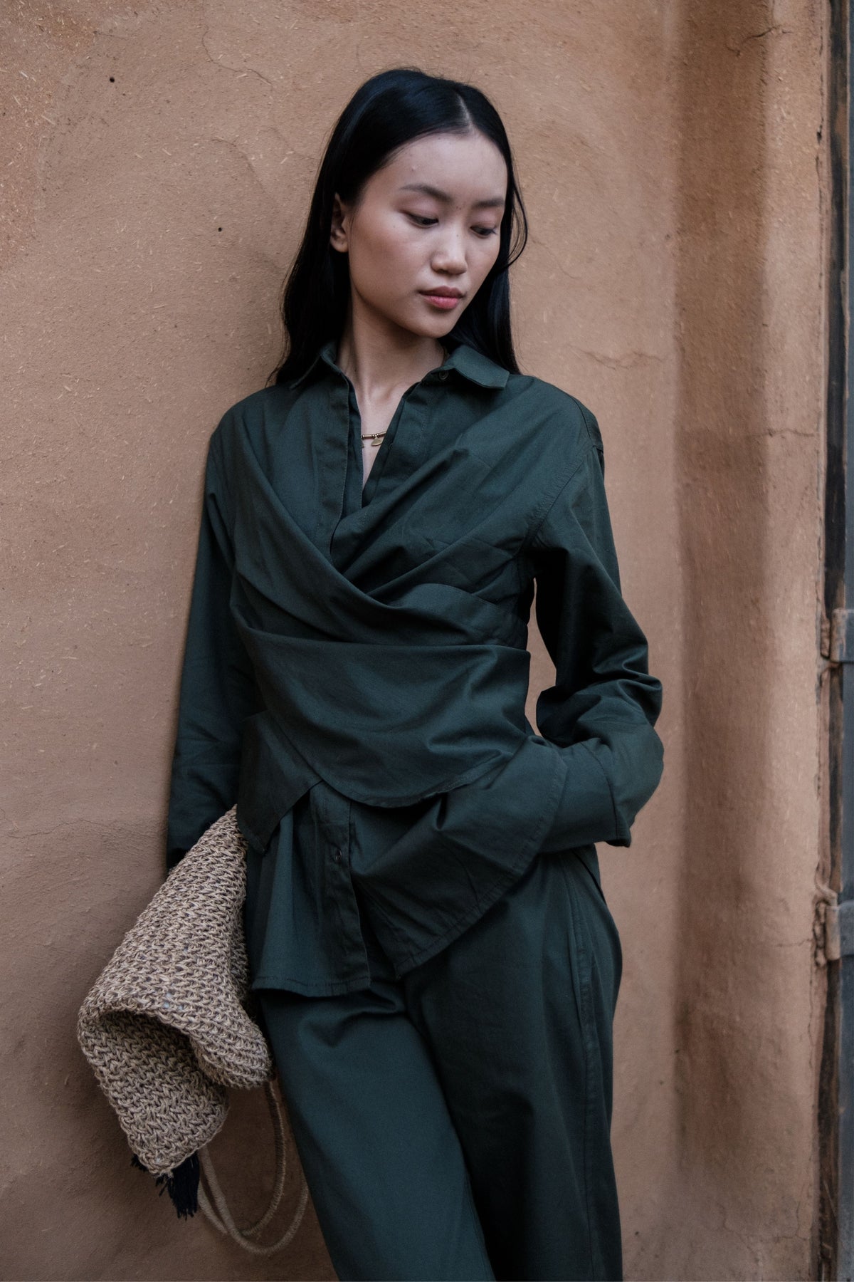 Deep Green Seattle Wrap Shirt