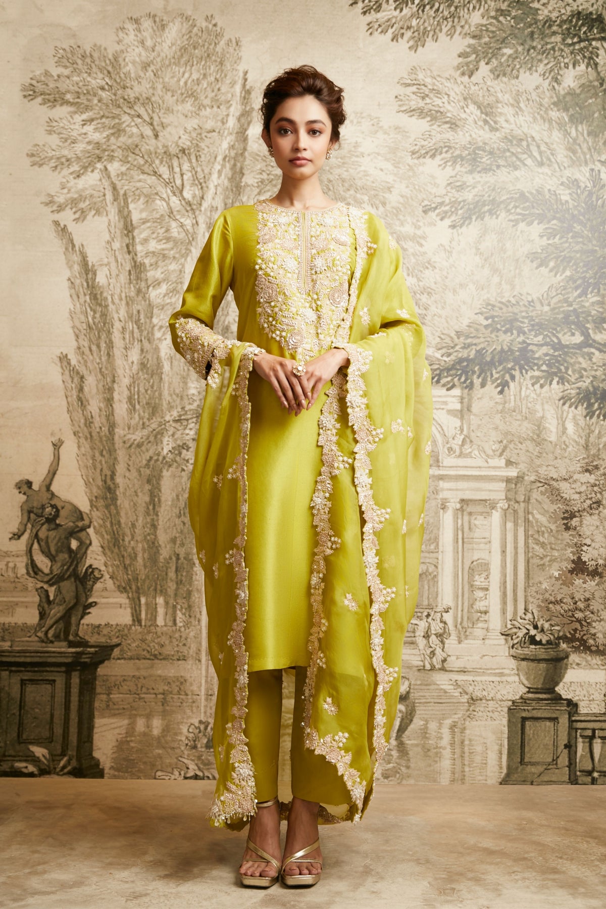 Lime Green Silk Kurta Set