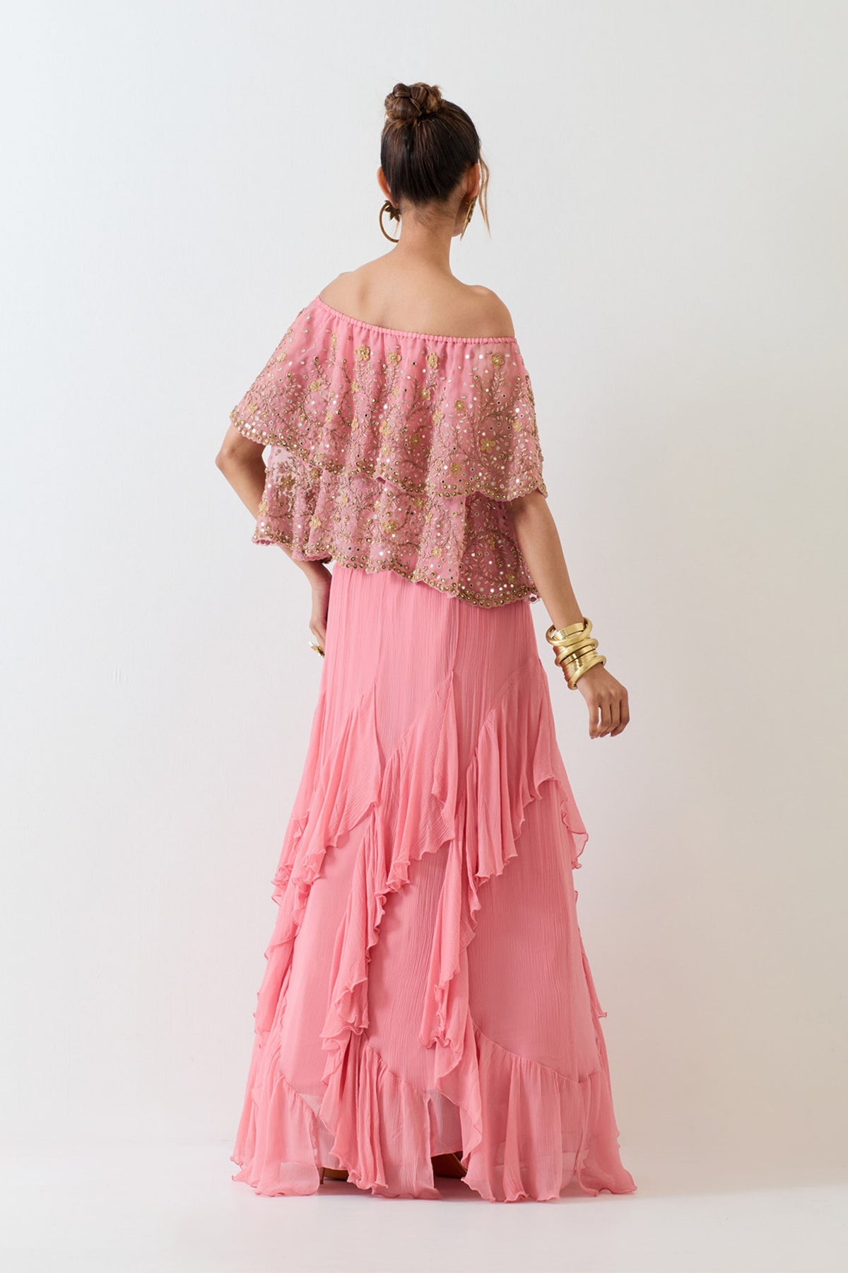 Off Shoulder Organza Skirt Set