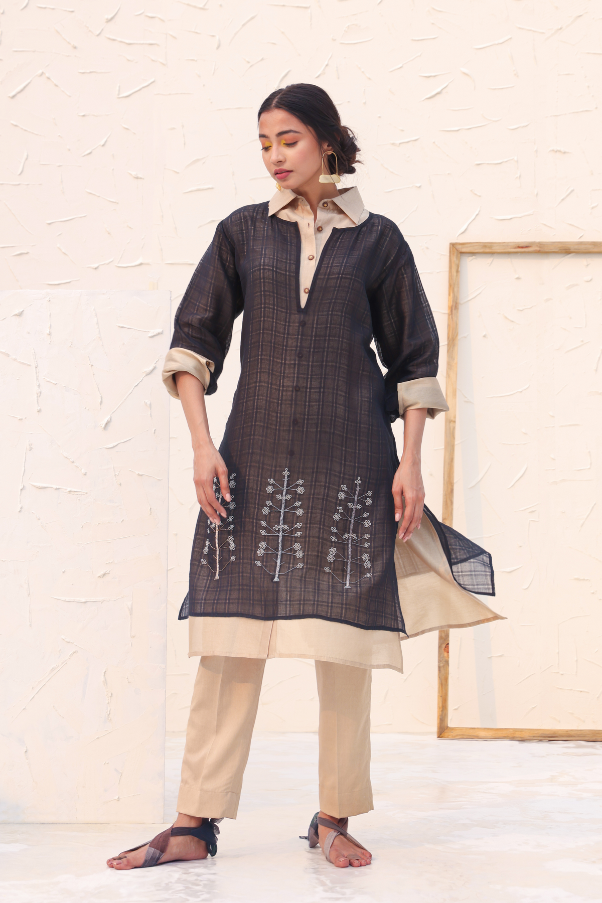 Dahlia Brown Embroidered Kurta