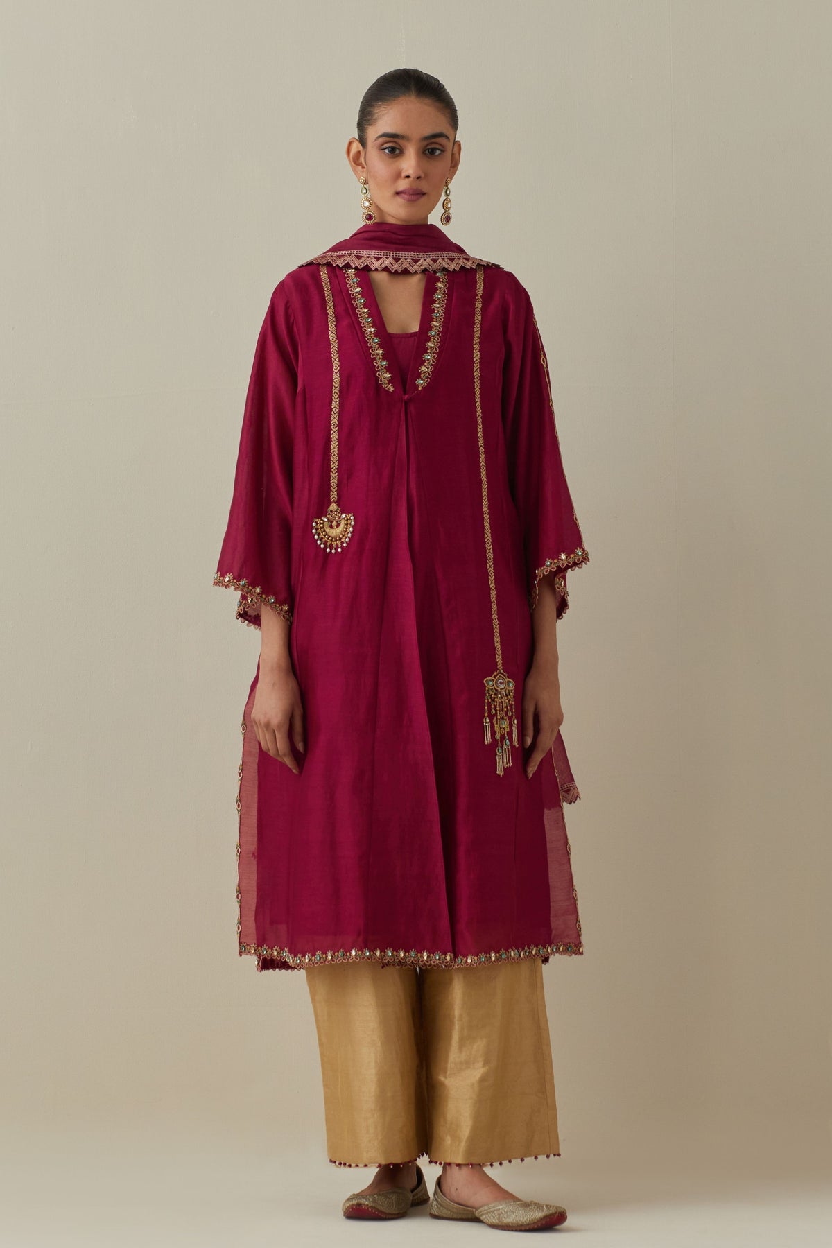 Ambreen Angrakha Style Kurta Set