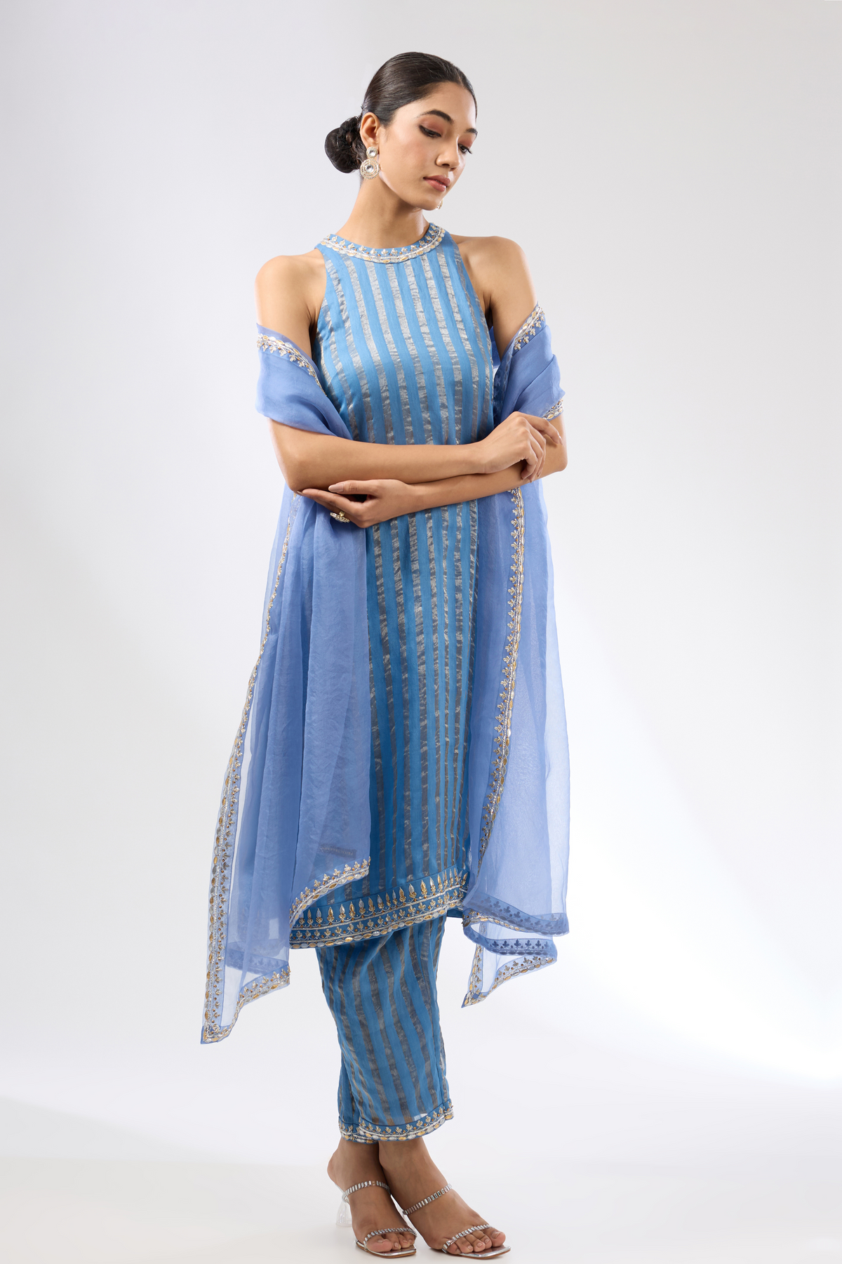 Gota Patti Blue Kurta Set