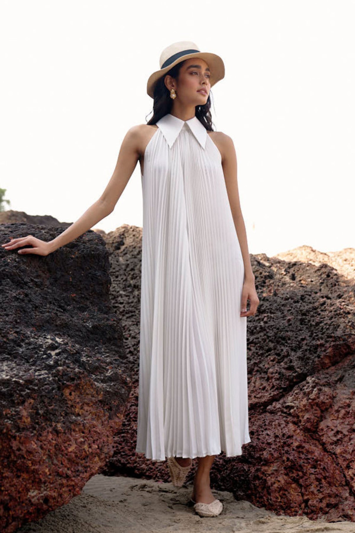 White Pleated Dress