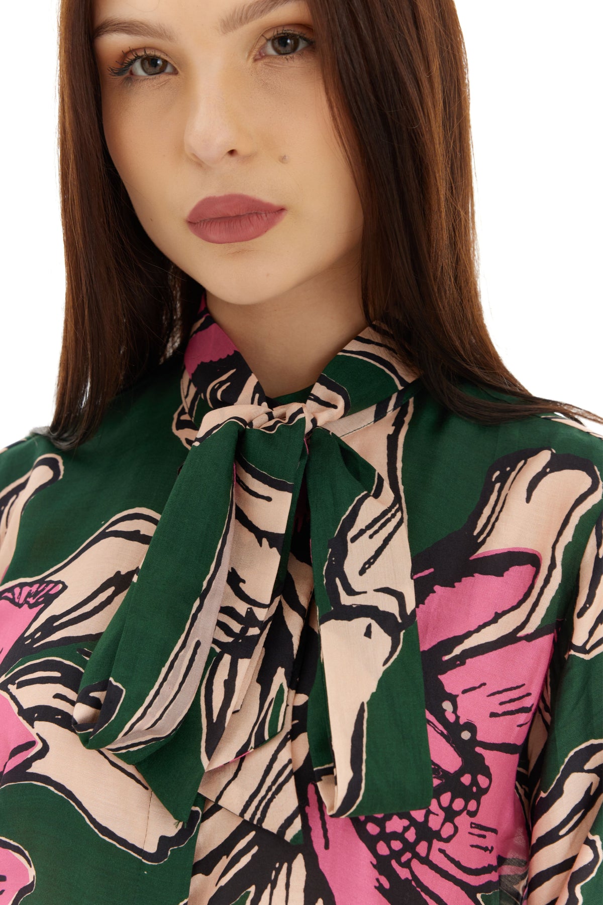 Green and Pink Floral Shirt