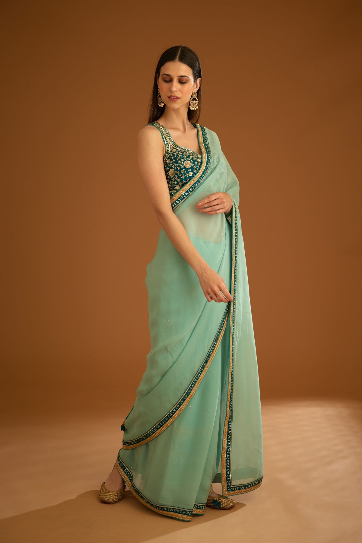 Opal green Saree set