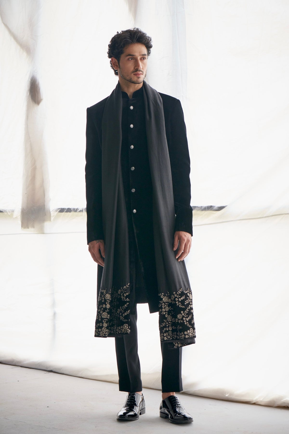 Black Embroidered Sherwani