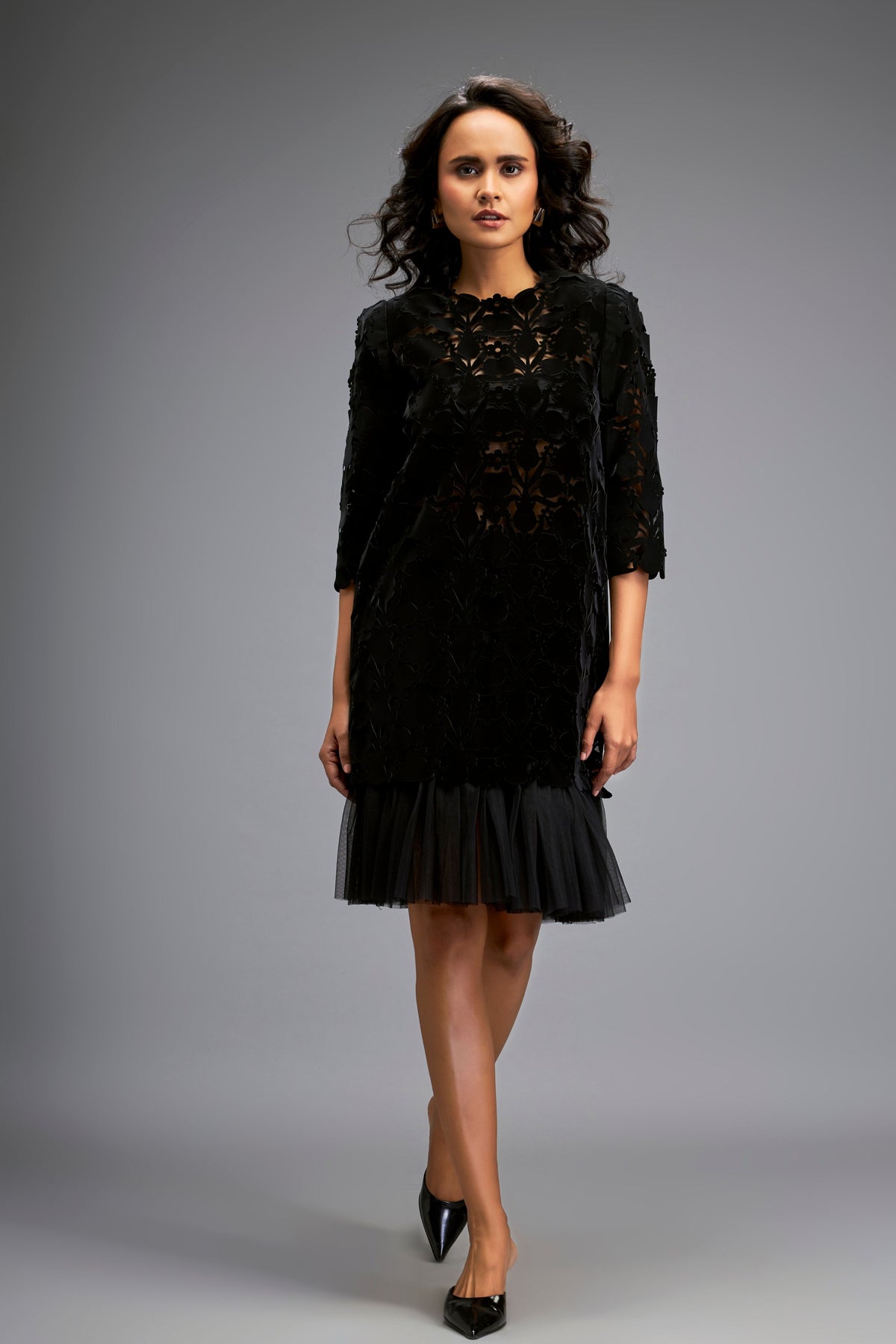 Black Velvet Shift Dress