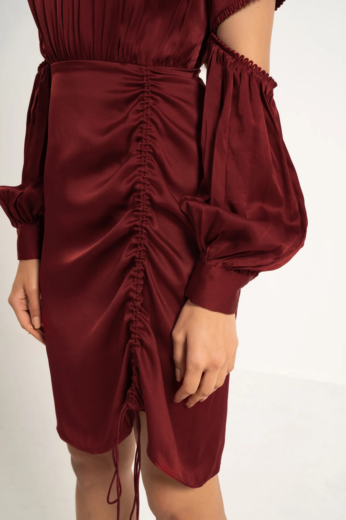 Ruby Silk Drawstring Dress