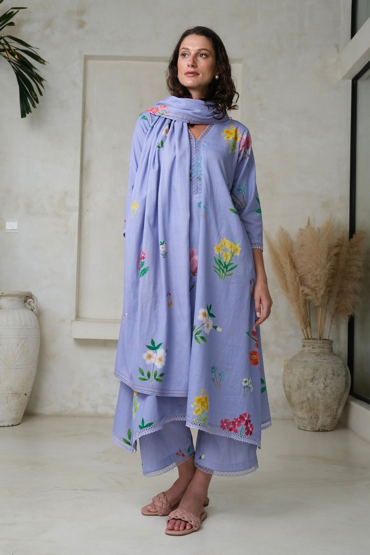 Amalia Periwinkle Long Kurta Set