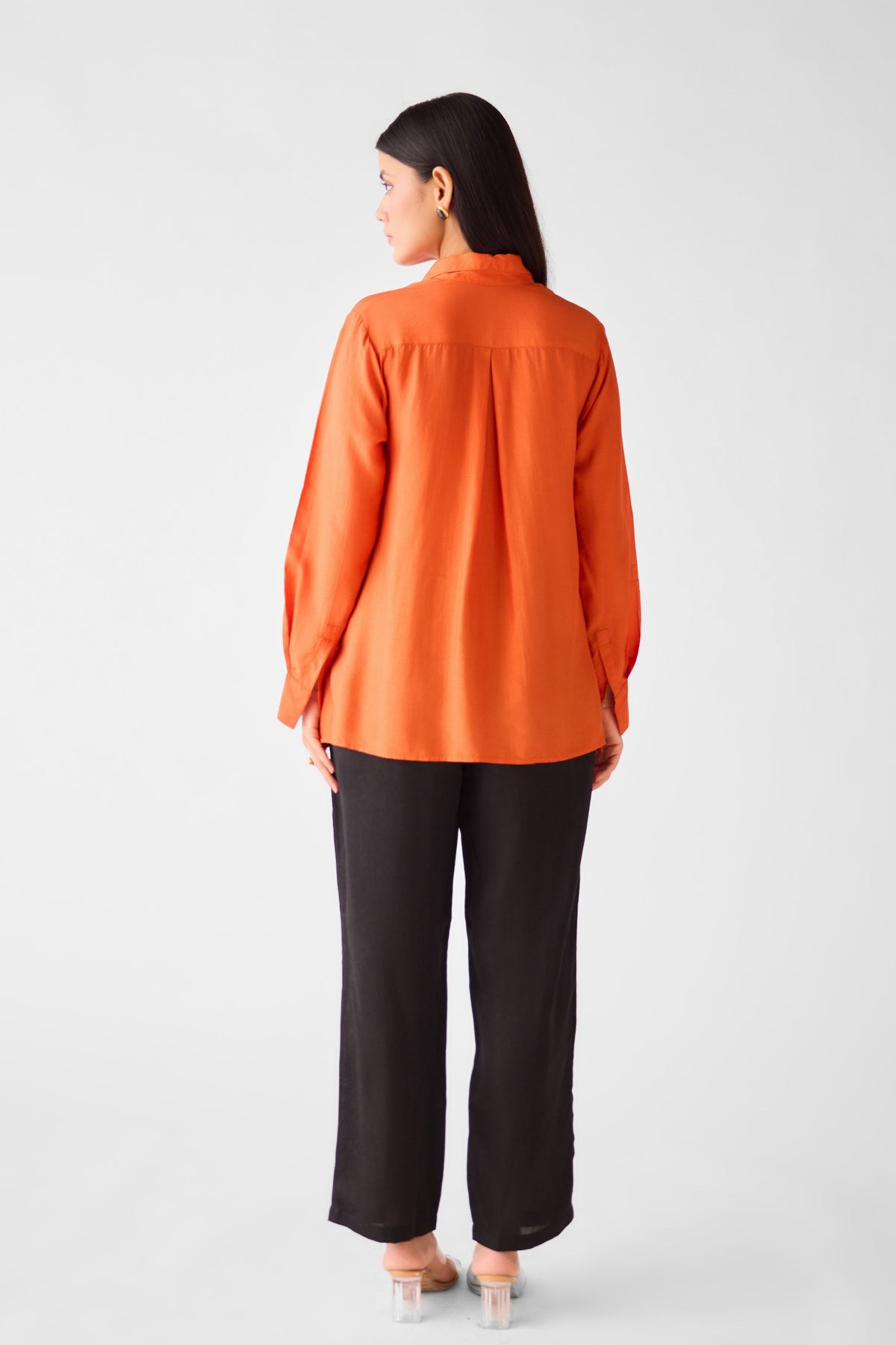 Orange Cotton Silk Shirt