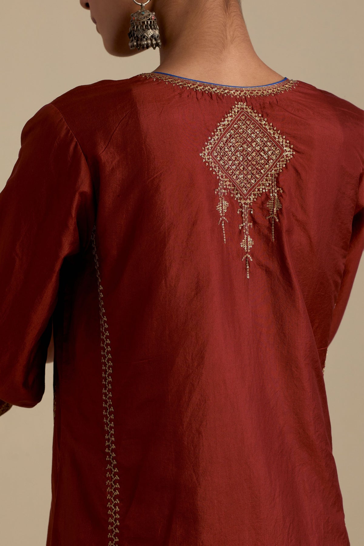 Maroon Silk Straight Kurta Set