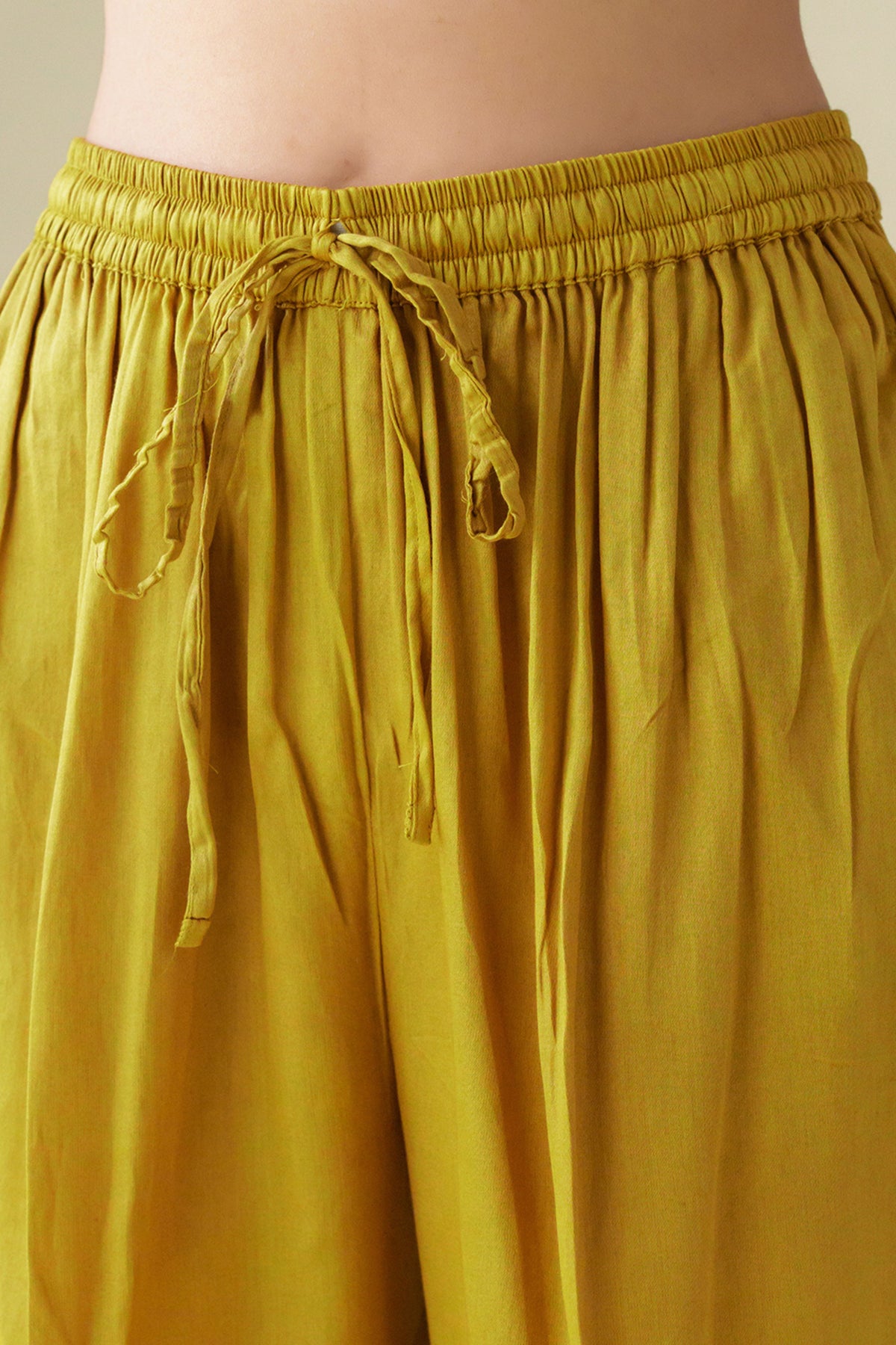 Yellow Cotton Silk Pant