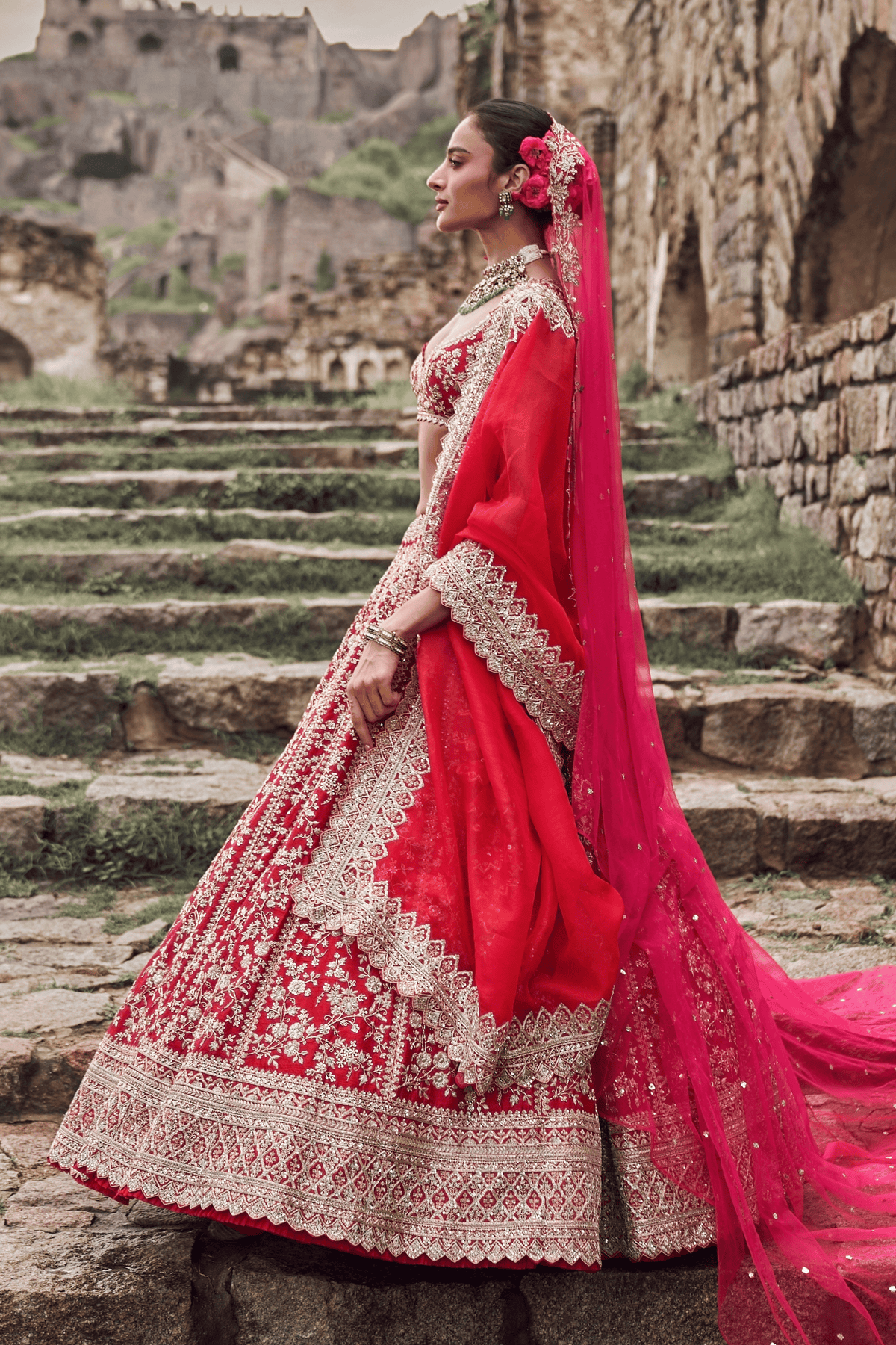 Red Divila Lehenga Set