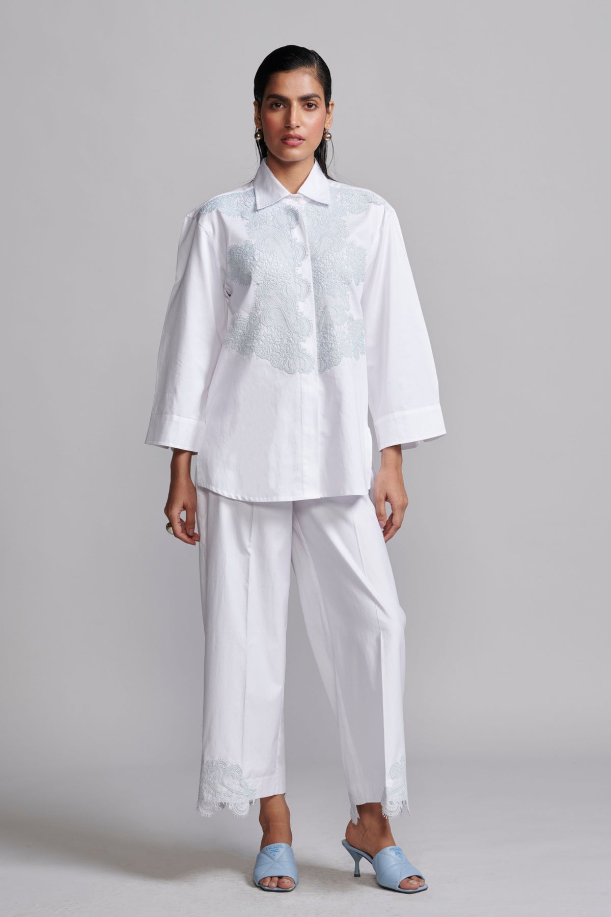 Lace White Applique Shirt