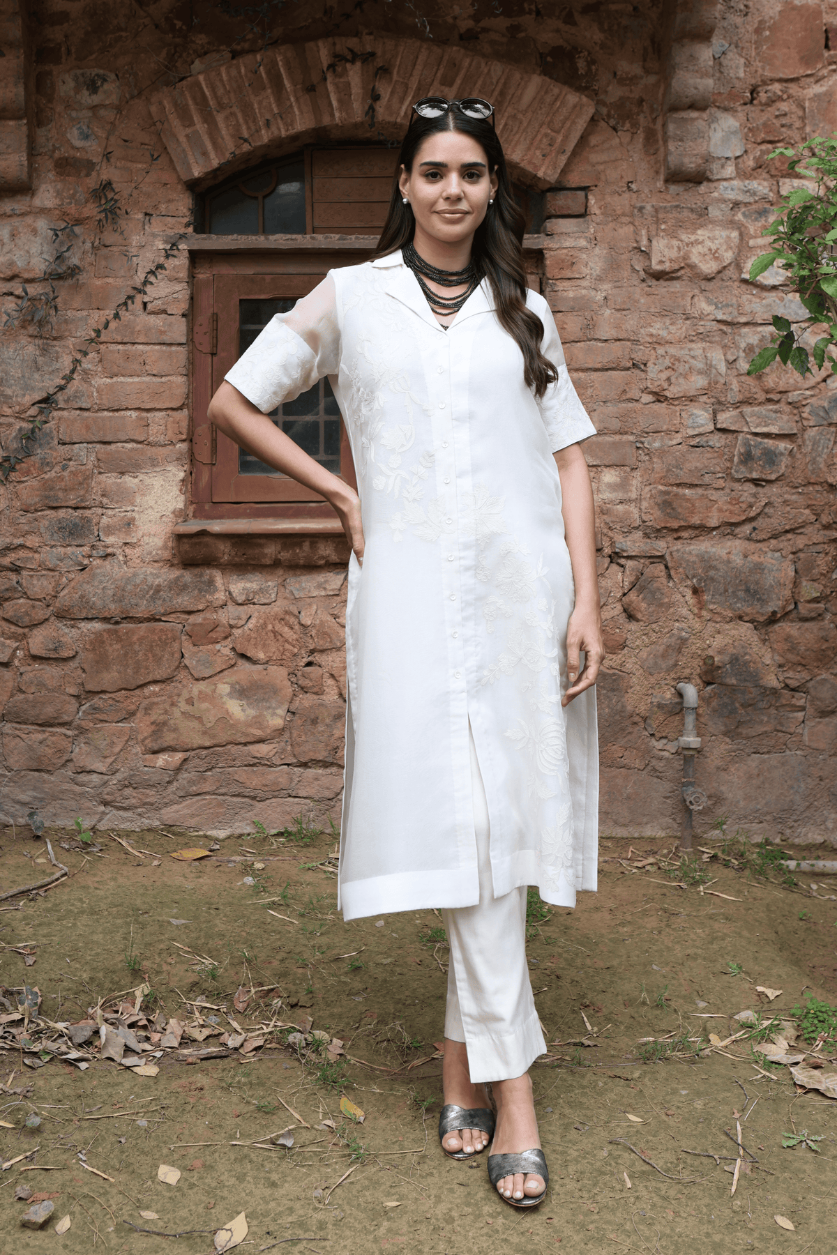 Ivory Short Sleeve Kurta And Pant