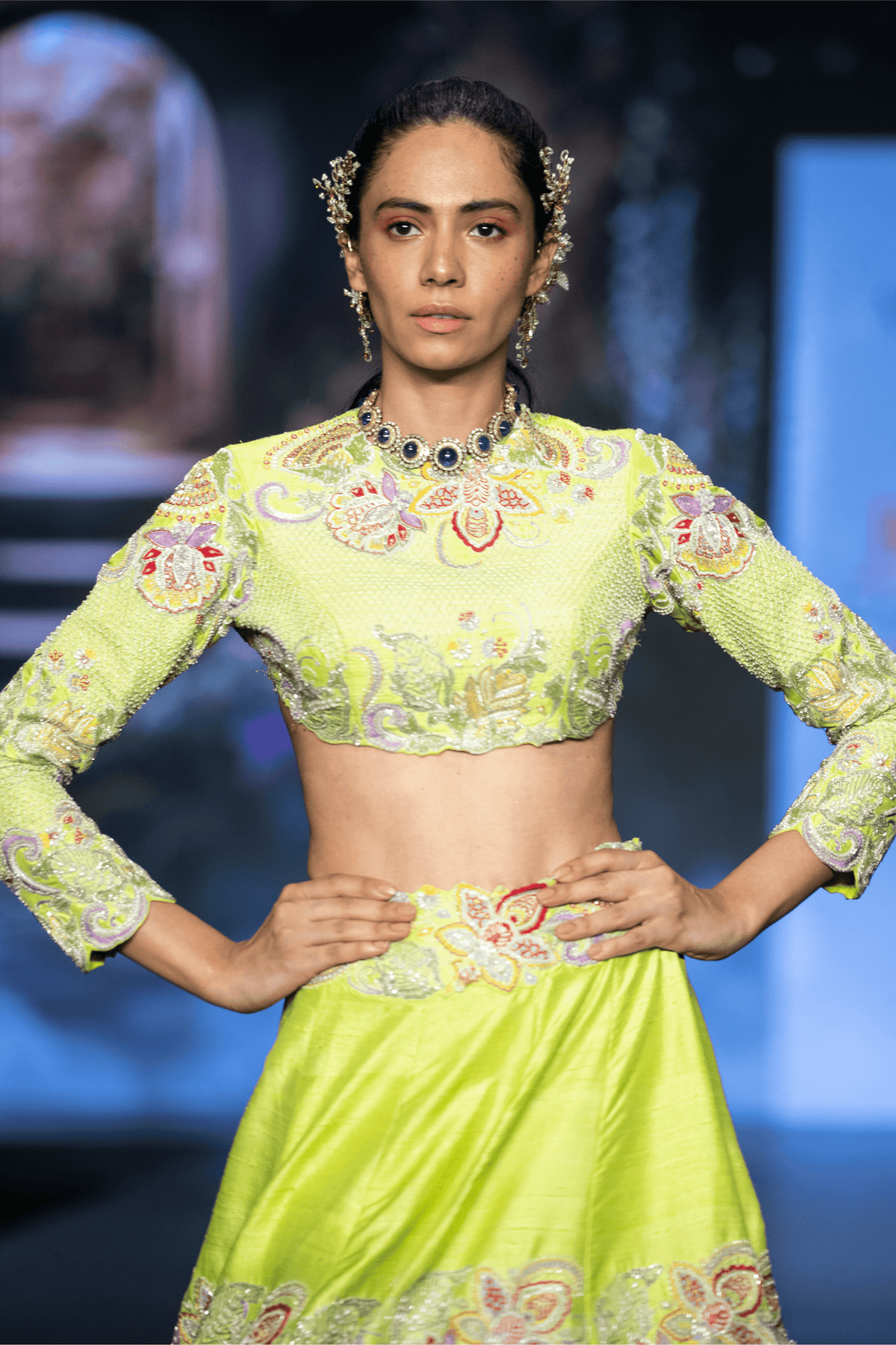 Lime Green Rucya Lehenga Set