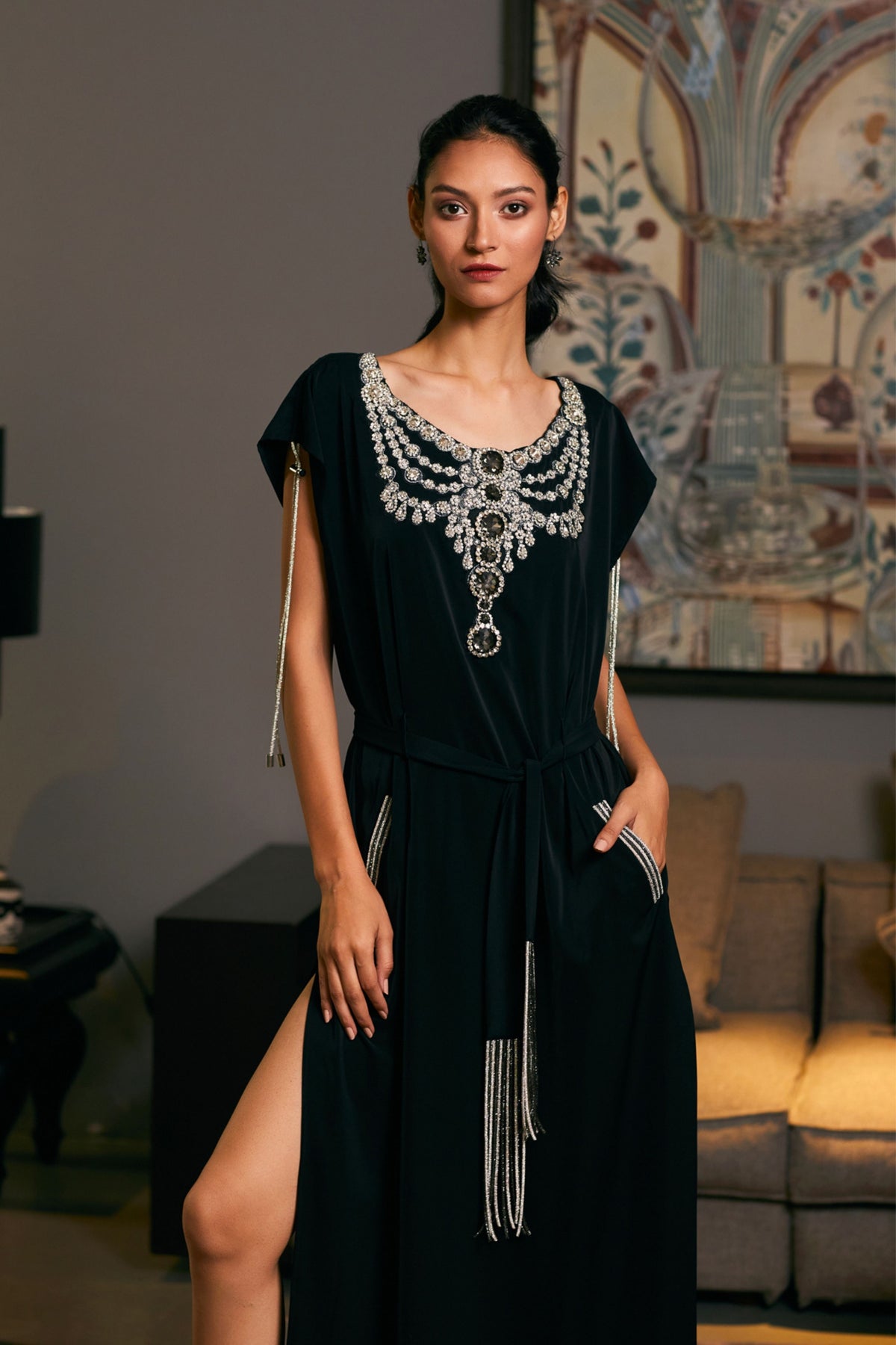 Black Necklace Kaftan