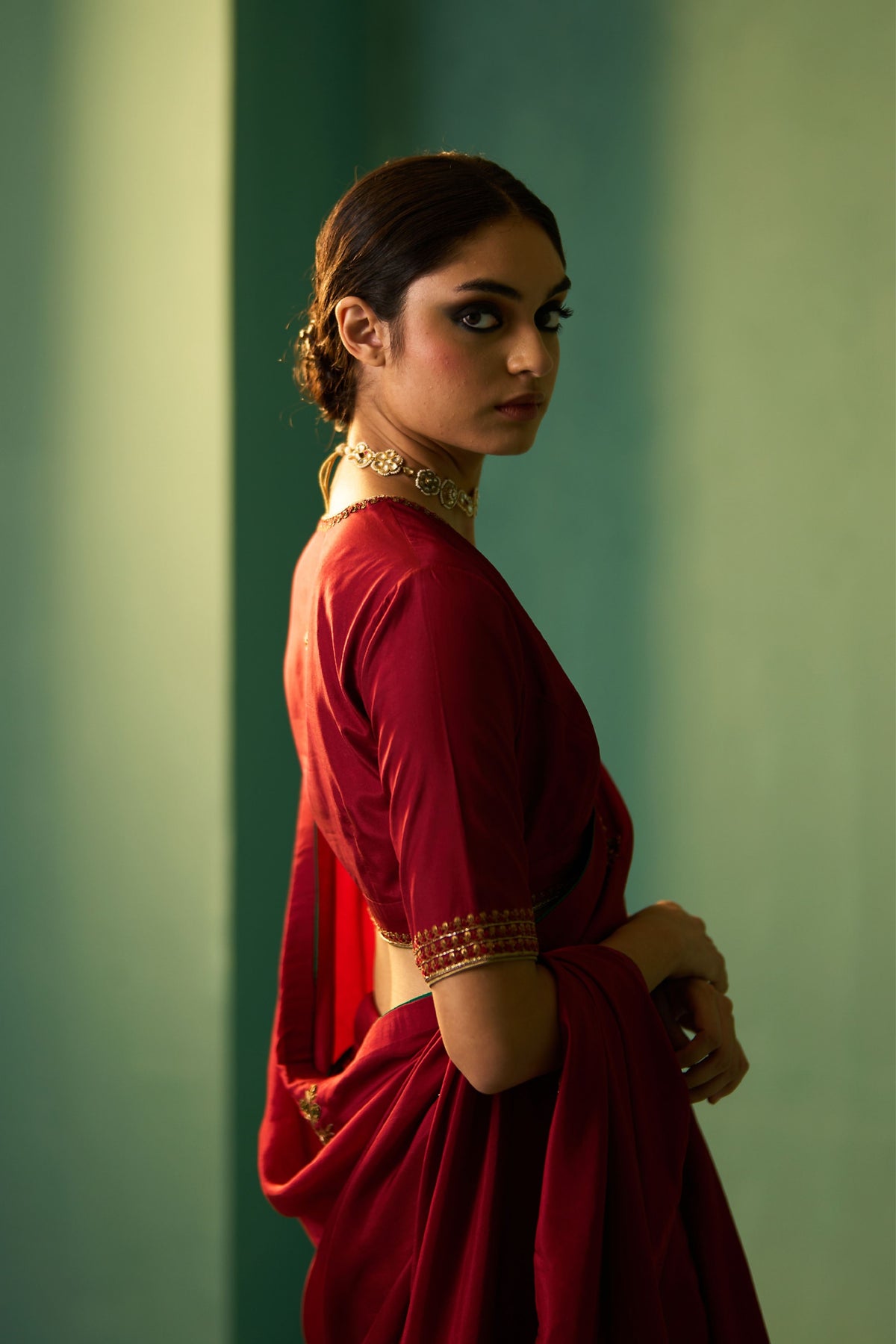 Maroon Red Devika Saree