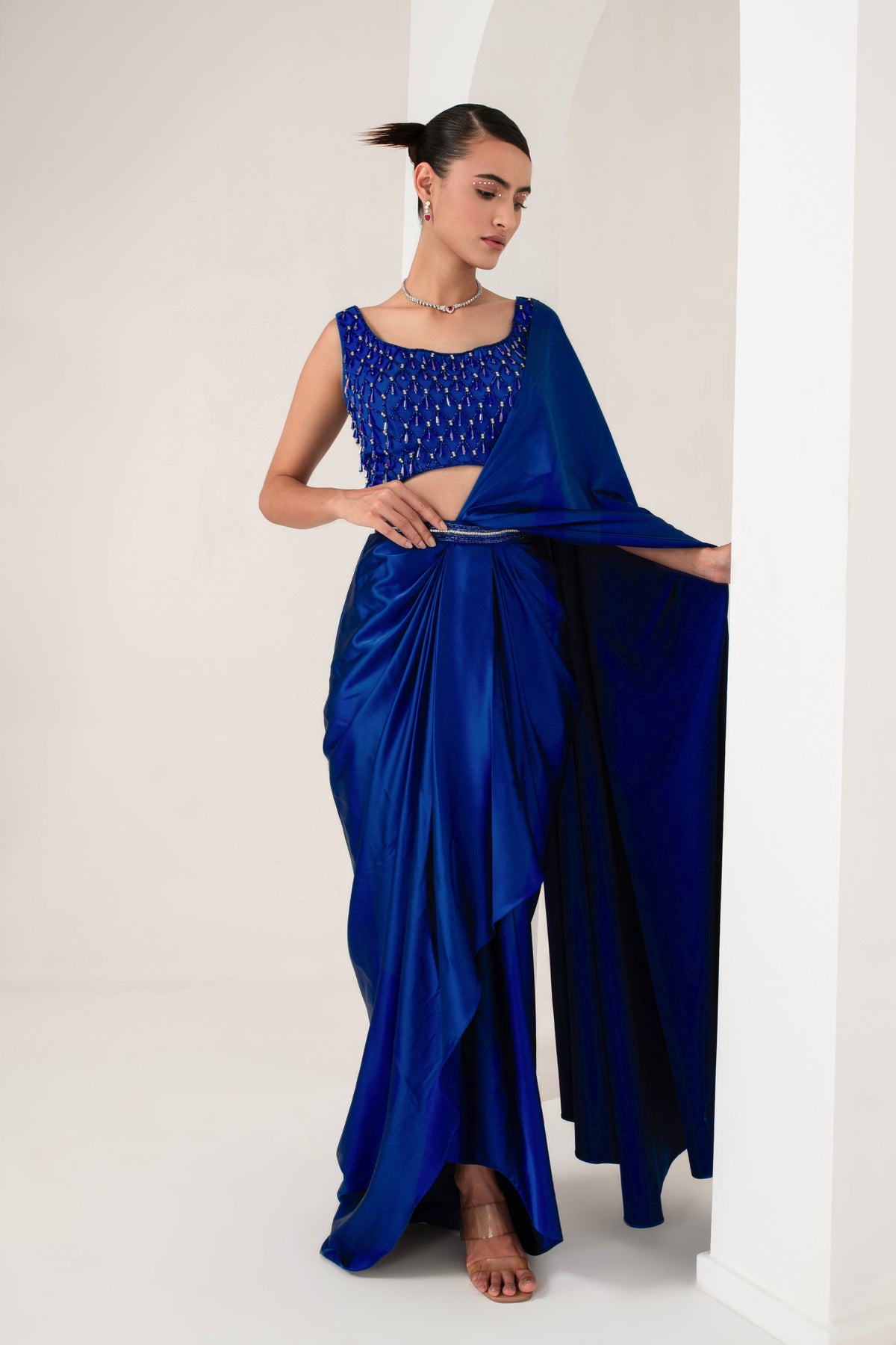 Blue Dress Cum Drape Saree