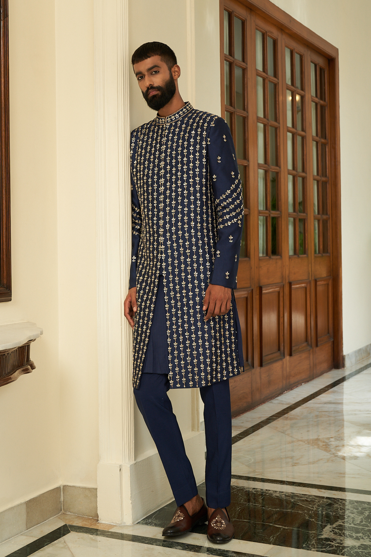 Insignia Blue Sherwani Set