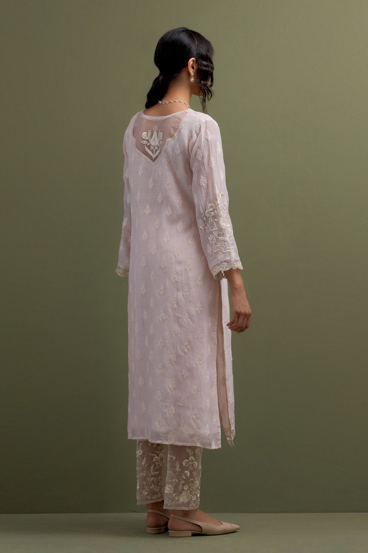 Pink Embroidered Kurta Set With Dupatta