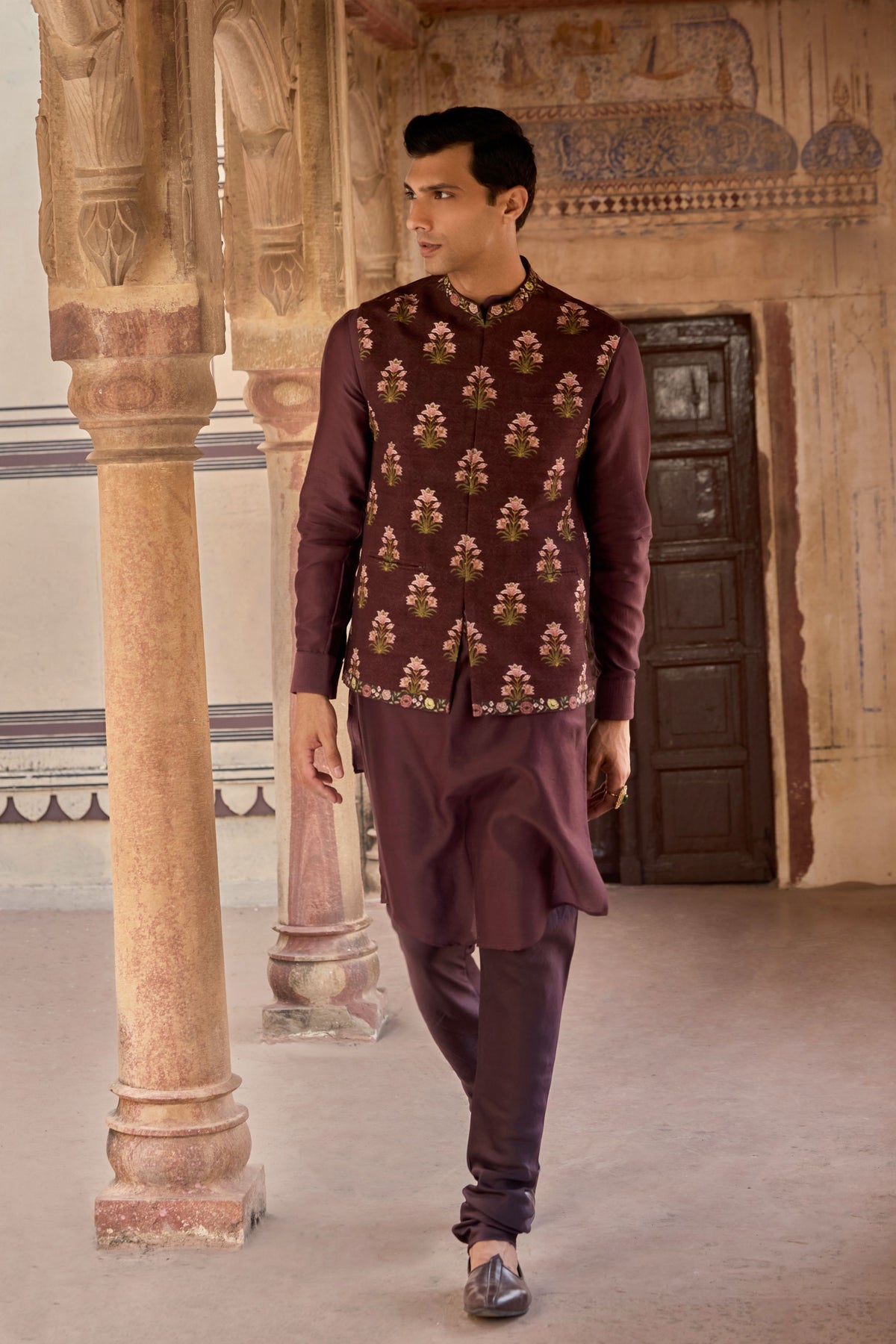 Dark Purple Nawaz Bandi Set