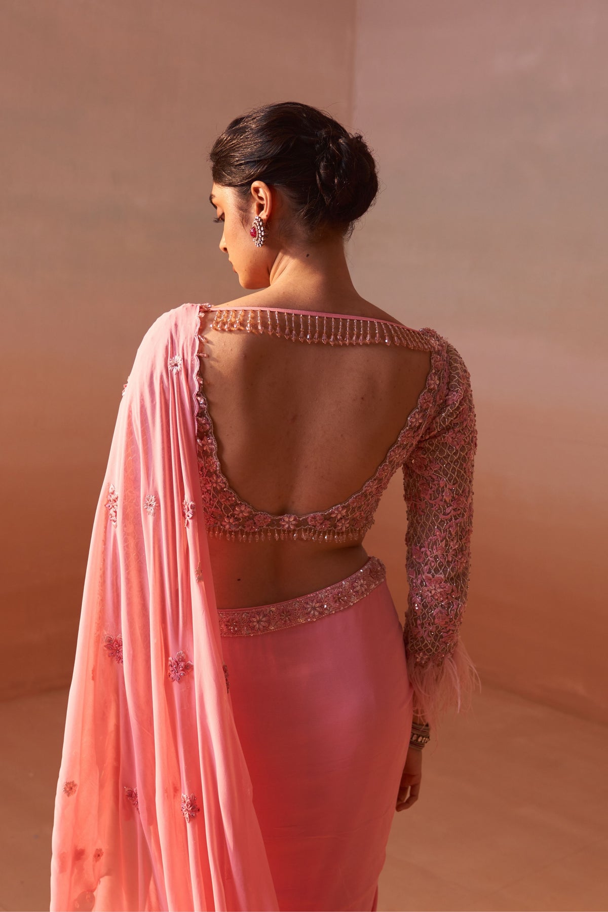 Pink Draped Saree