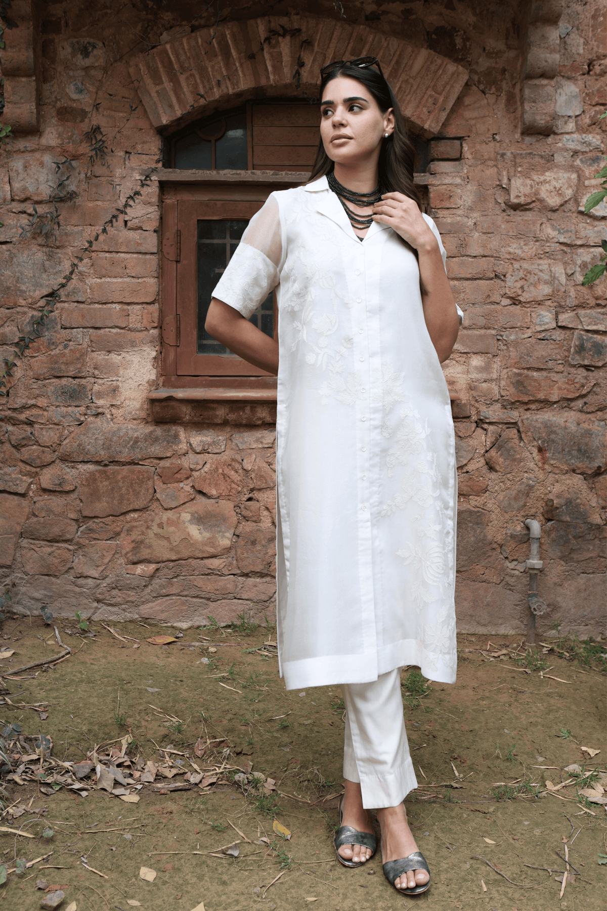 Ivory Short Sleeve Kurta And Pant