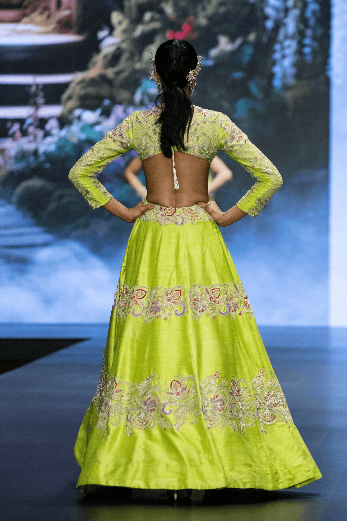 Lime Green Rucya Lehenga Set