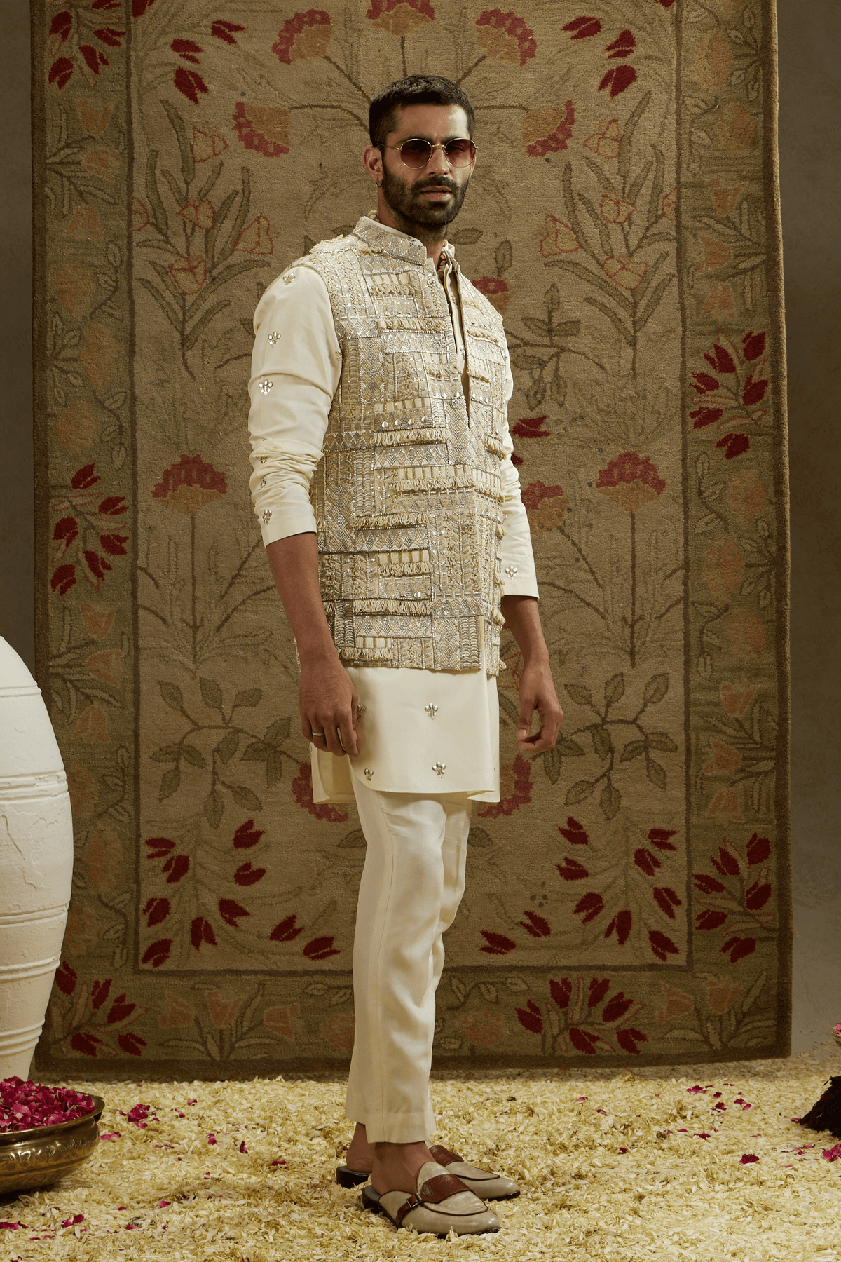 Magnolia Cream Embellished Bundi