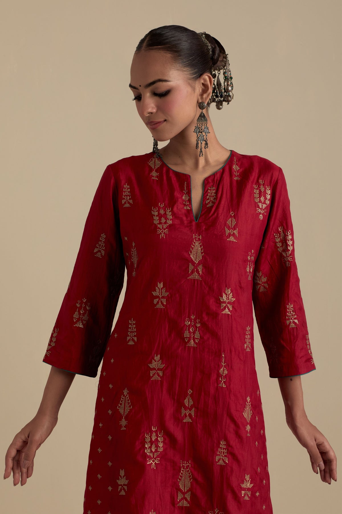 Barn Red Straight Kurta Set