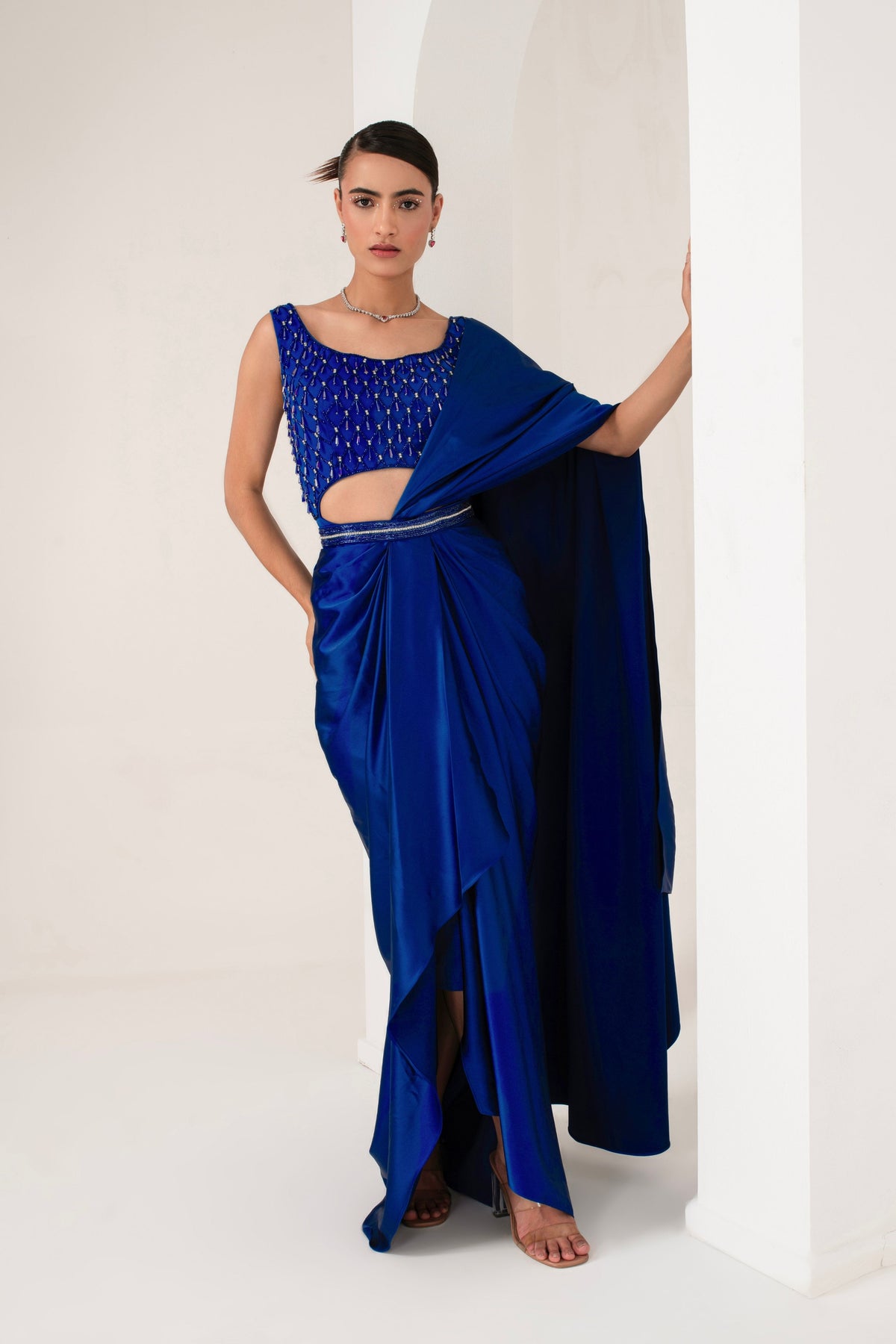 Blue Dress Cum Drape Saree