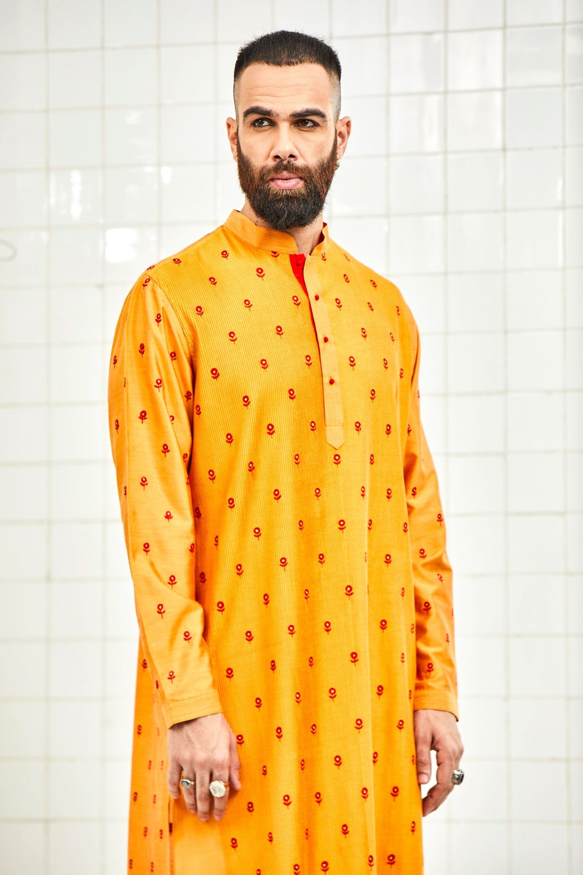 Yellow Kalwara Embroidered Kurta Set