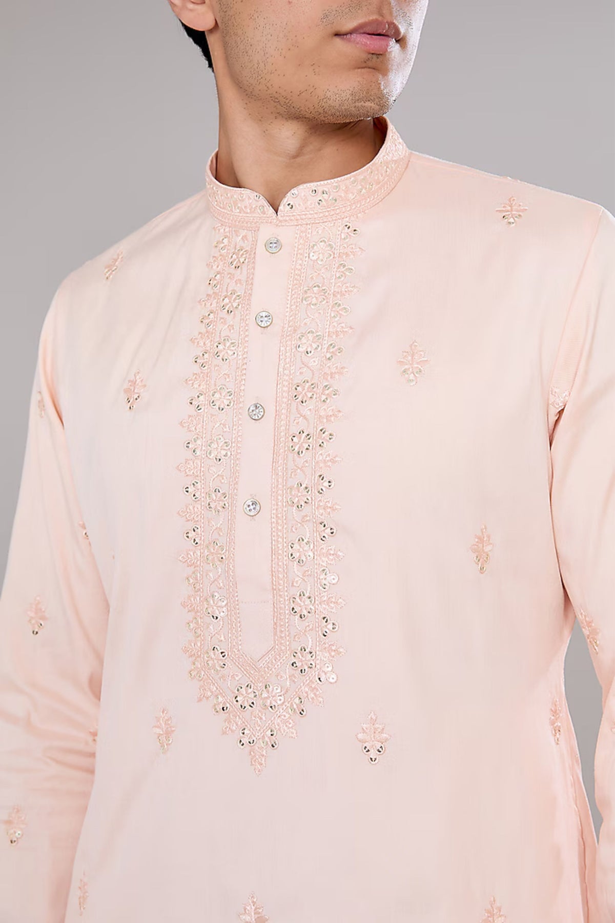 Peach Embroidered Kurta Set