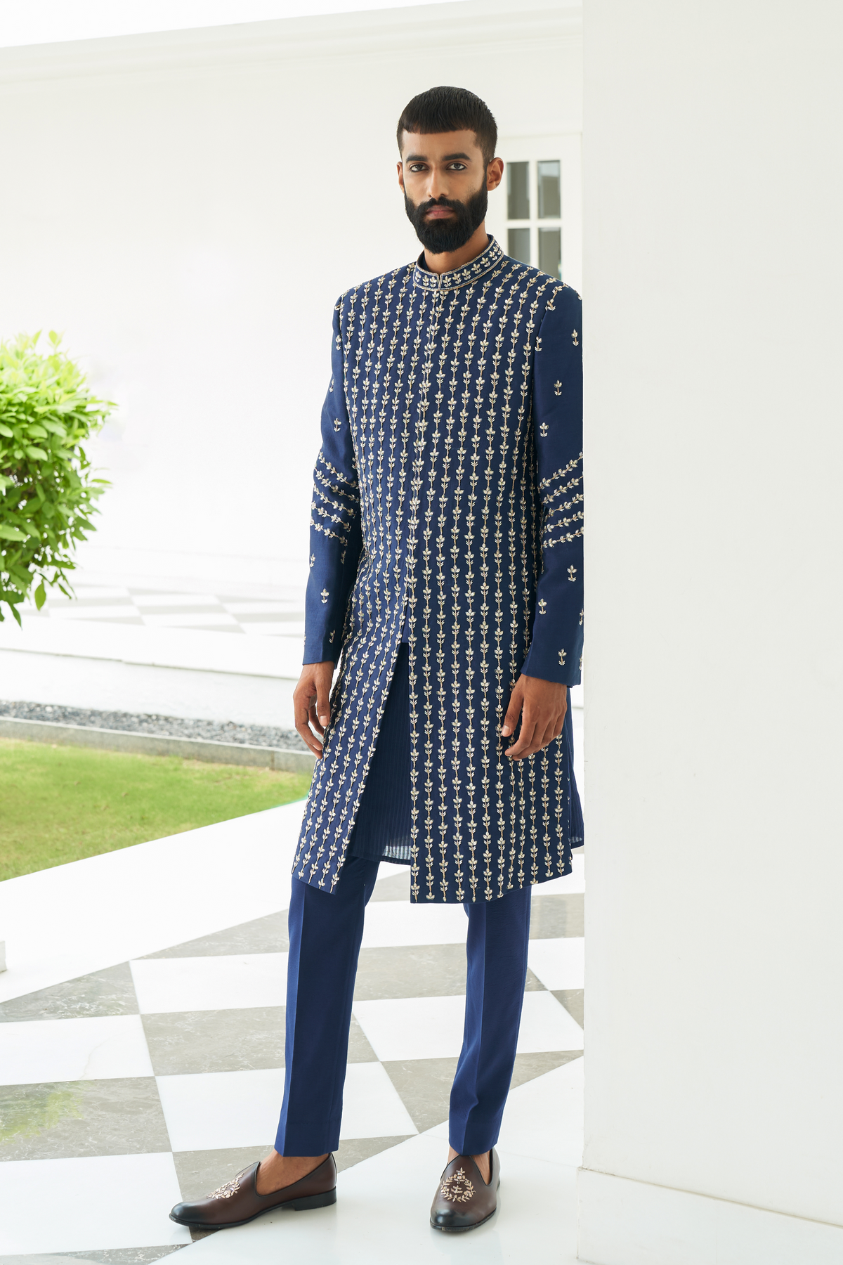 Insignia Blue Sherwani Set