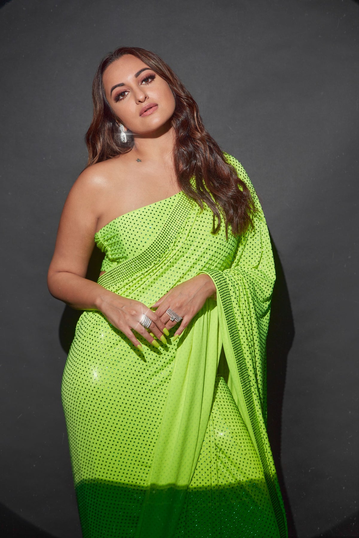 Neon Green Blink Saree Set