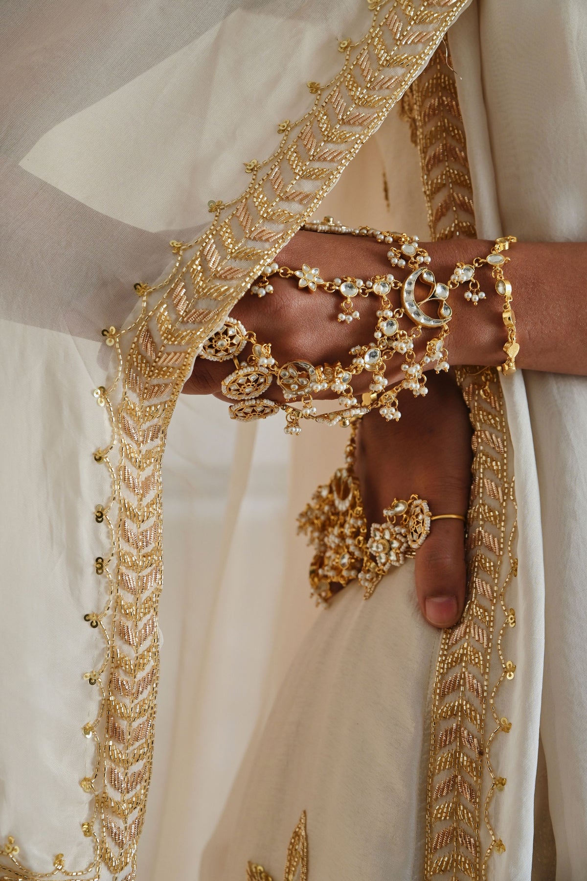 Ivory Embroidered Anarkali Set