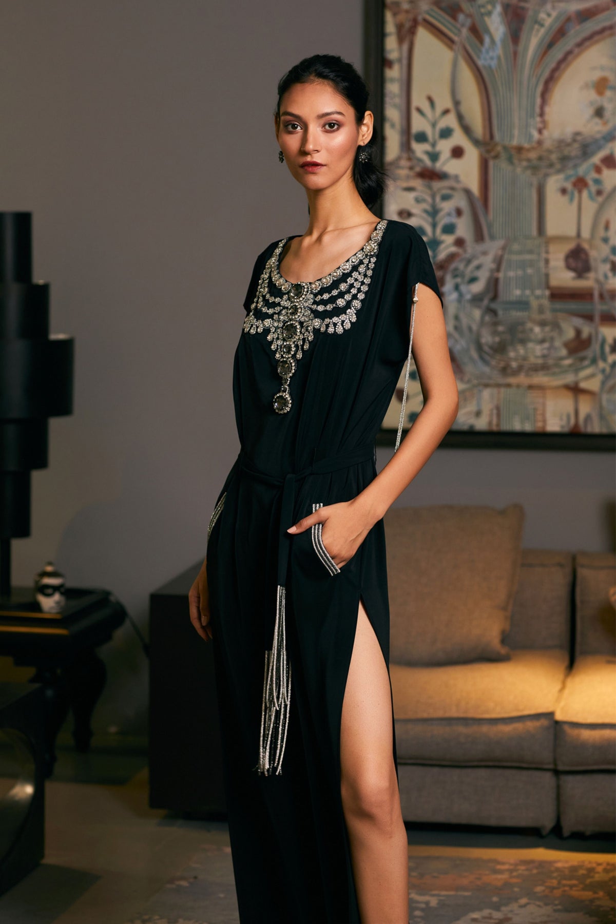 Black Necklace Kaftan