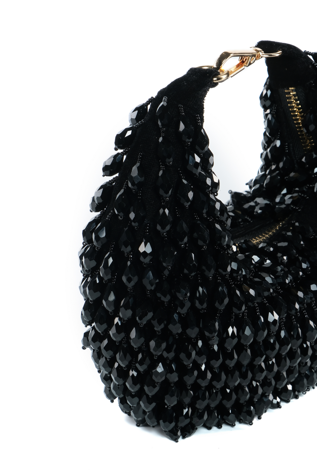 Ophelia Black Embellished Hobo Bag