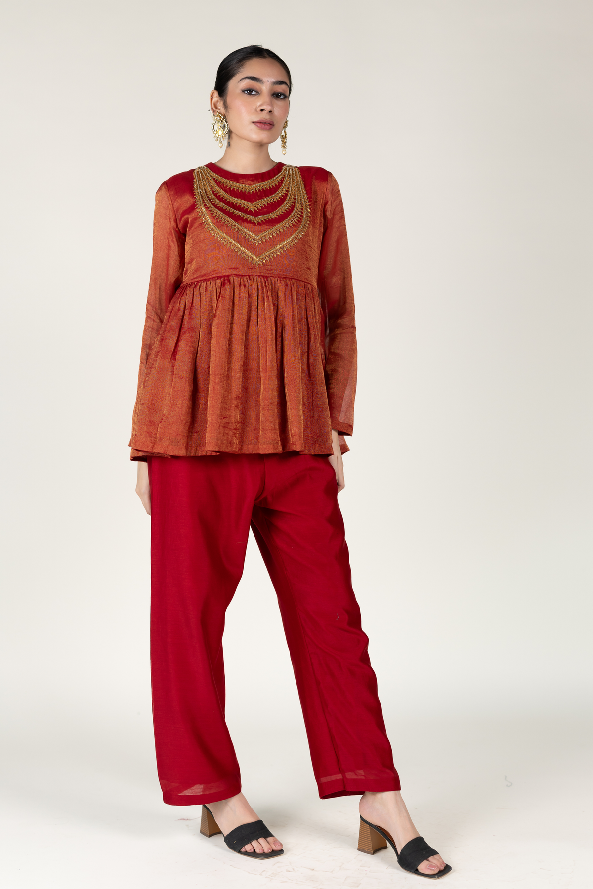 Indian Red Ranihaar Tunic Set