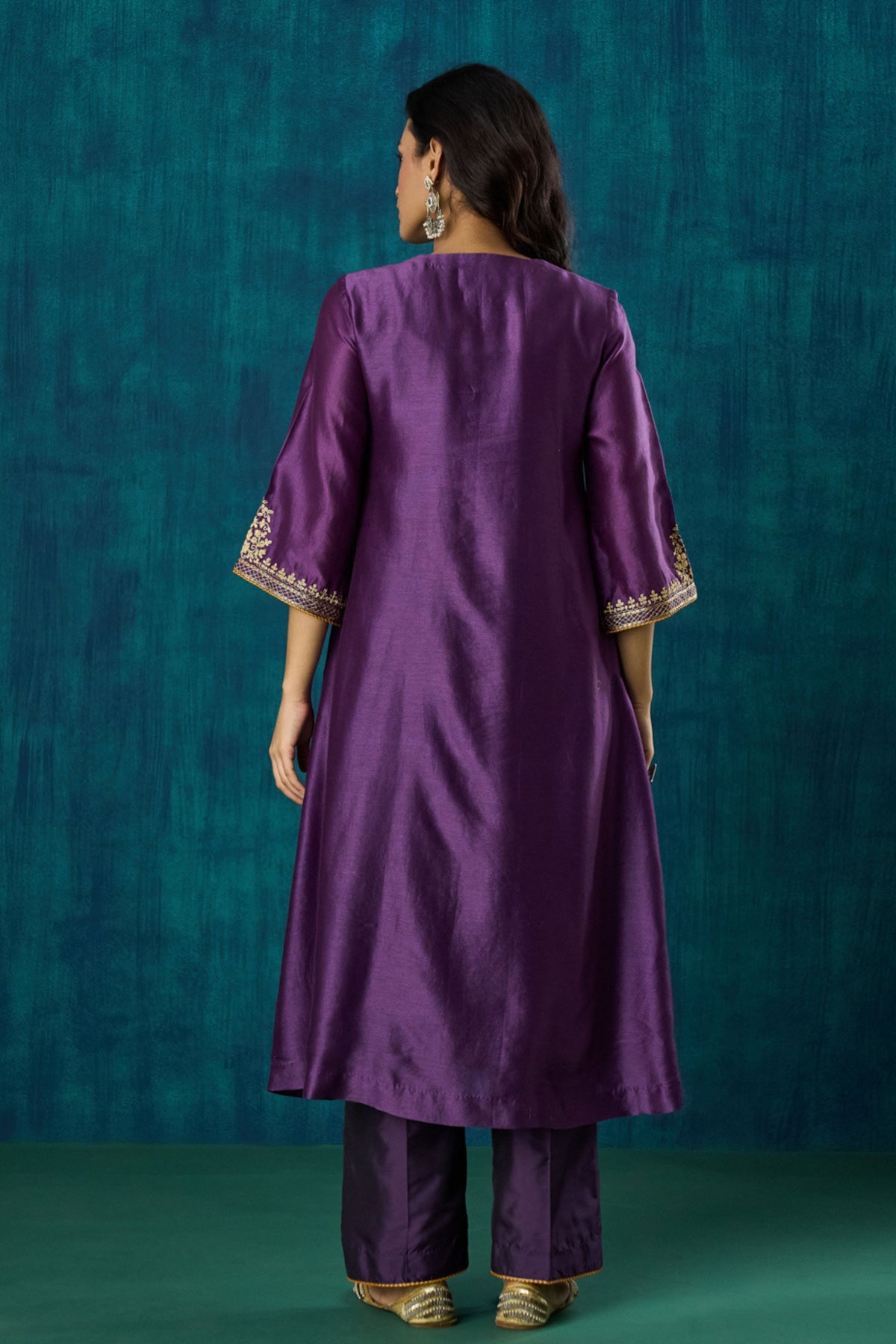 Purple Embroidered Kurta Sets