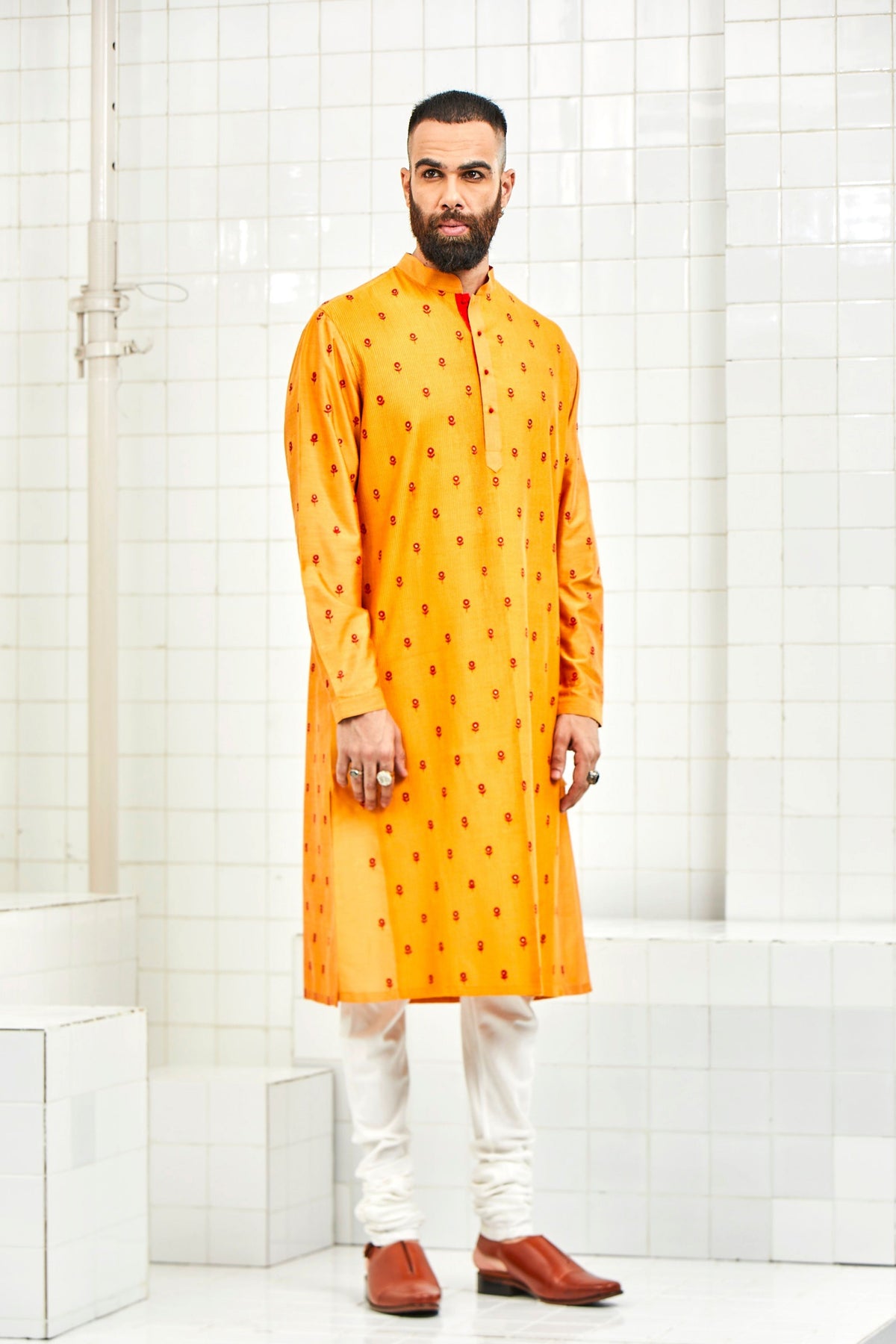 Yellow Kalwara Embroidered Kurta Set