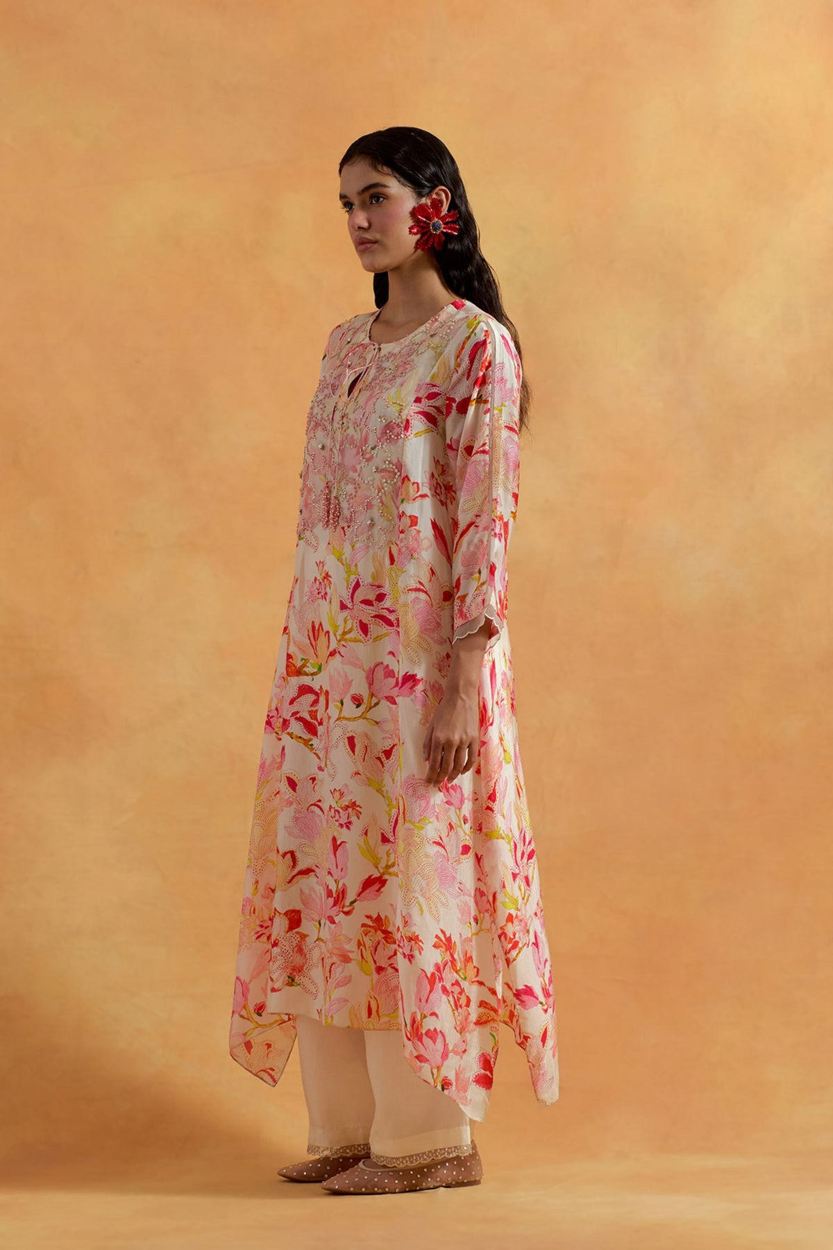 Ecru Printed Kurta Set