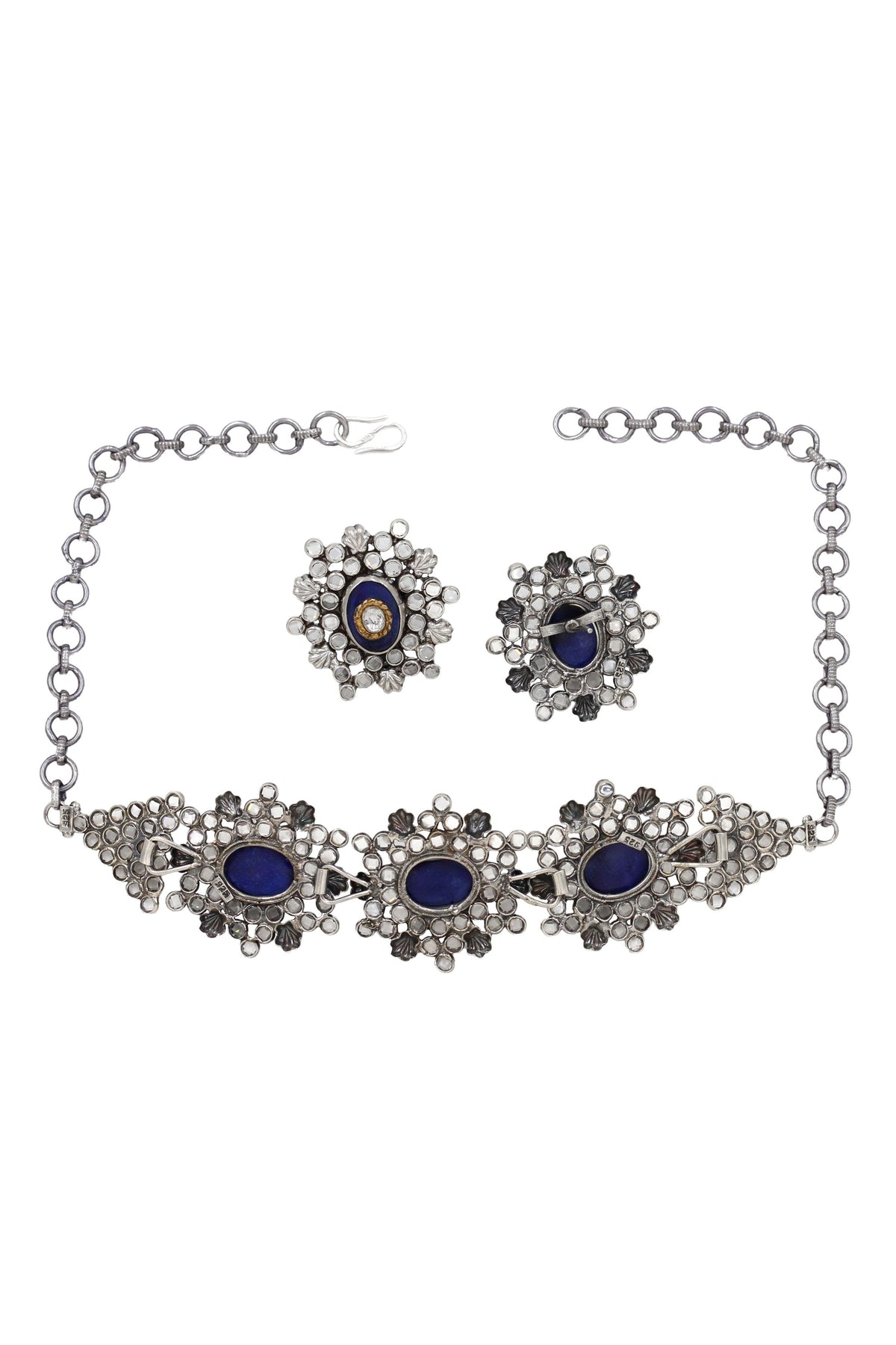 Silver Necklace Set in Blue